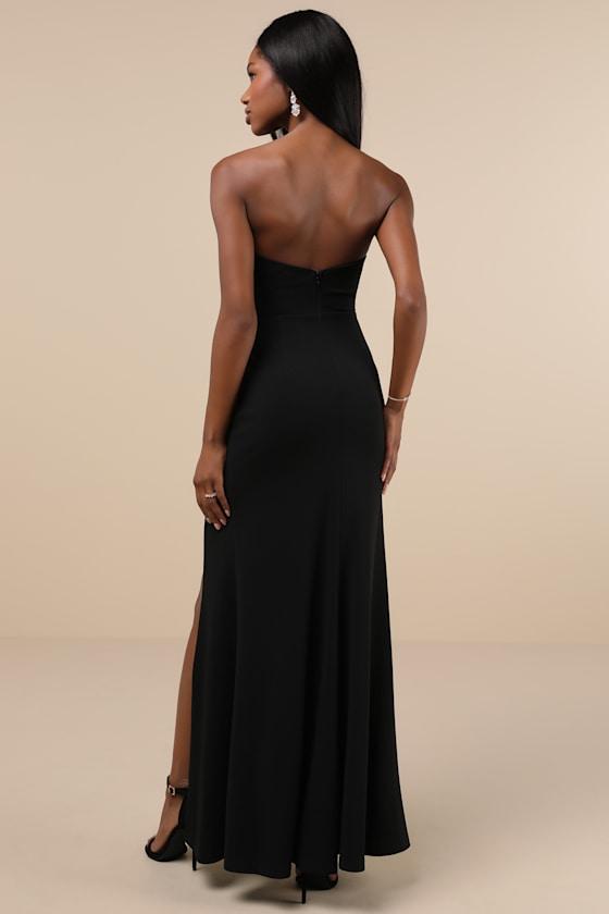 Spellbinding Allure Black Bustier Strapless Mermaid Maxi Dress Product Image