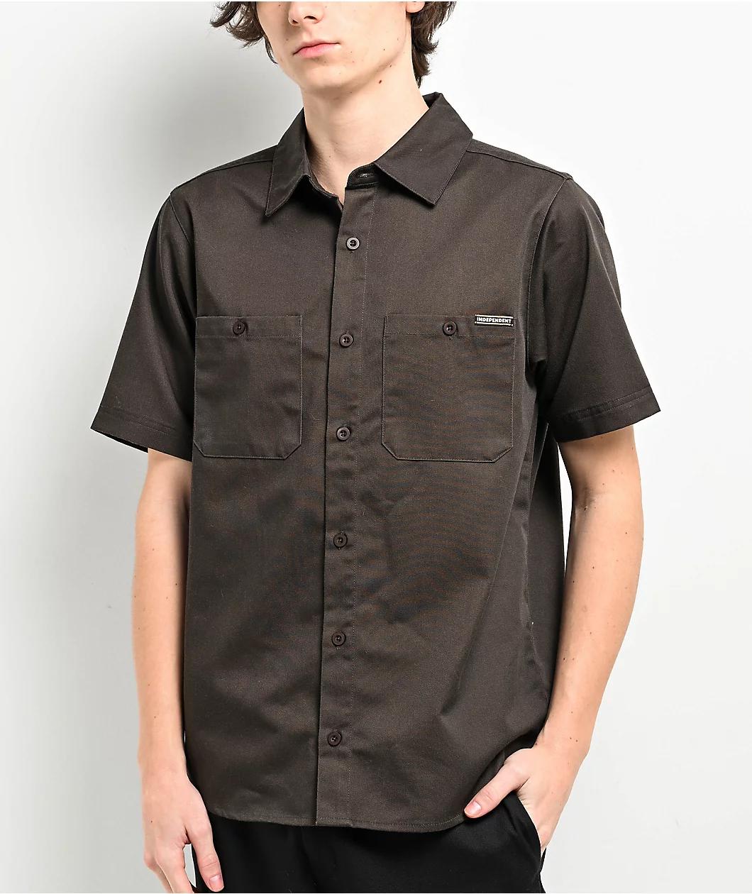 Independent Ride The Best Victory Brown Short Sleeve Button Up Shirt Product Image