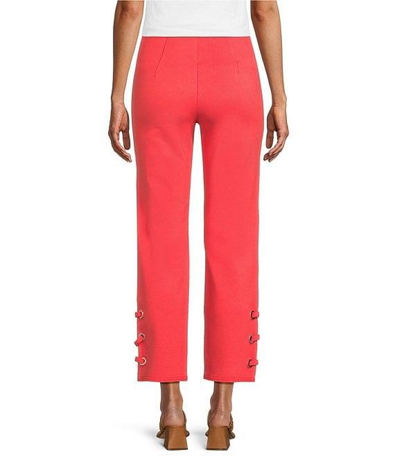 Slim Factor by Investments Ponte Knit No Waist Slim Leg Grommet Ankle Pants Product Image