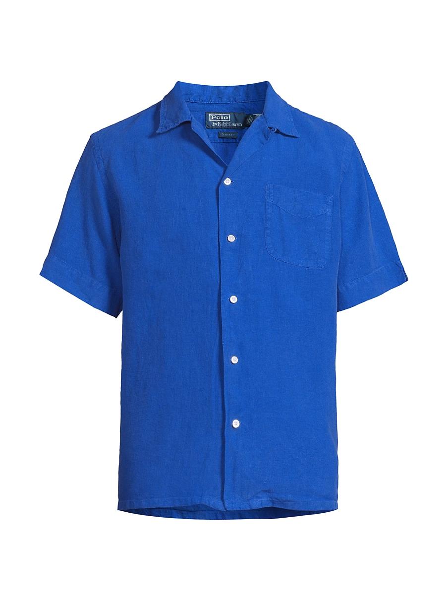 Mens Classic-Fit Slub Linen Camp Shirt Product Image