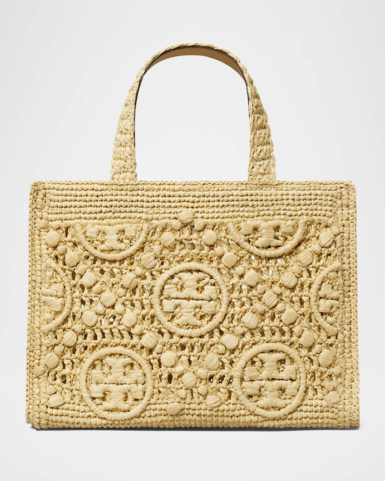 T Monogram Raffia Square Tote Bag Product Image