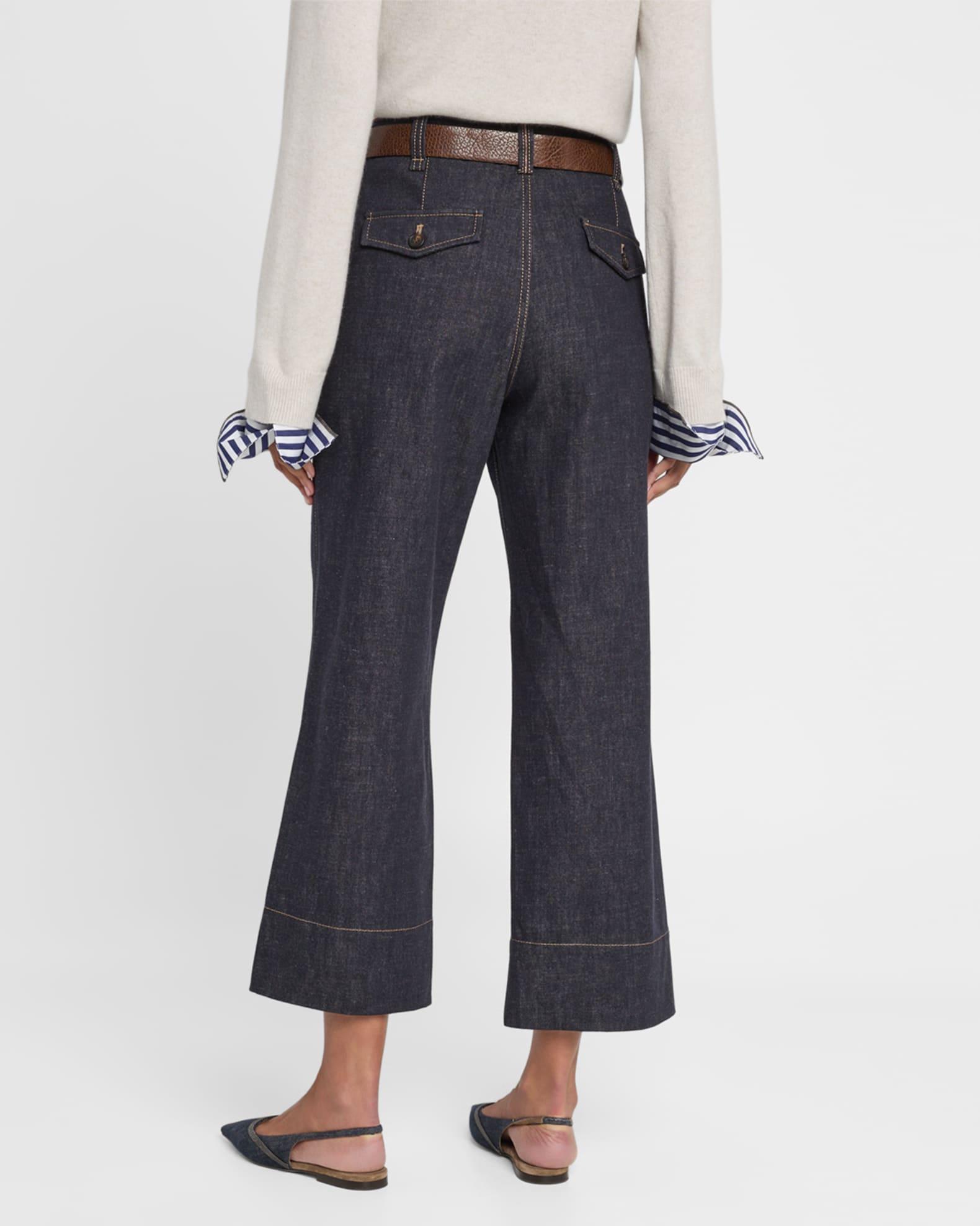 Contrast Stitched Crop Jeans Product Image
