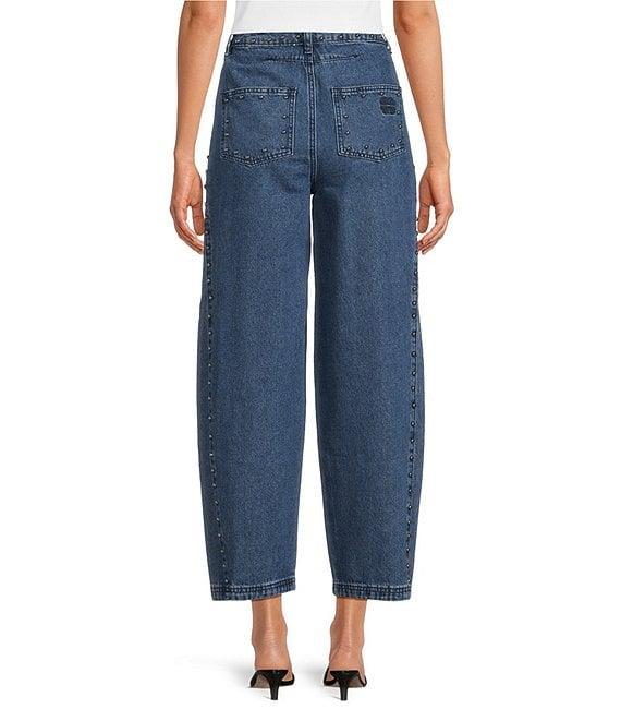 Never Fully Dressed Studded Structure Barrel Denim Jeans Product Image