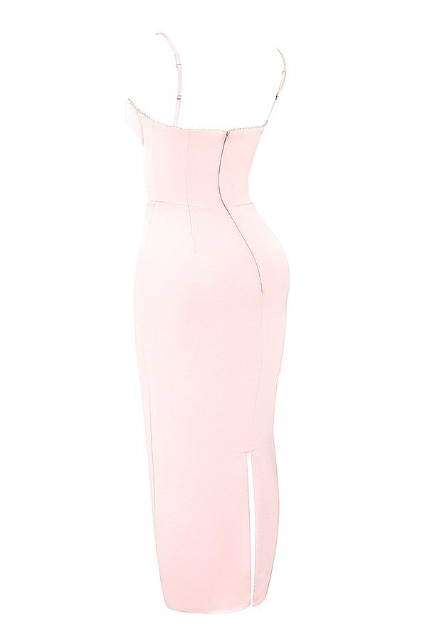 Stefania  soft peach corset maxi dress Product Image