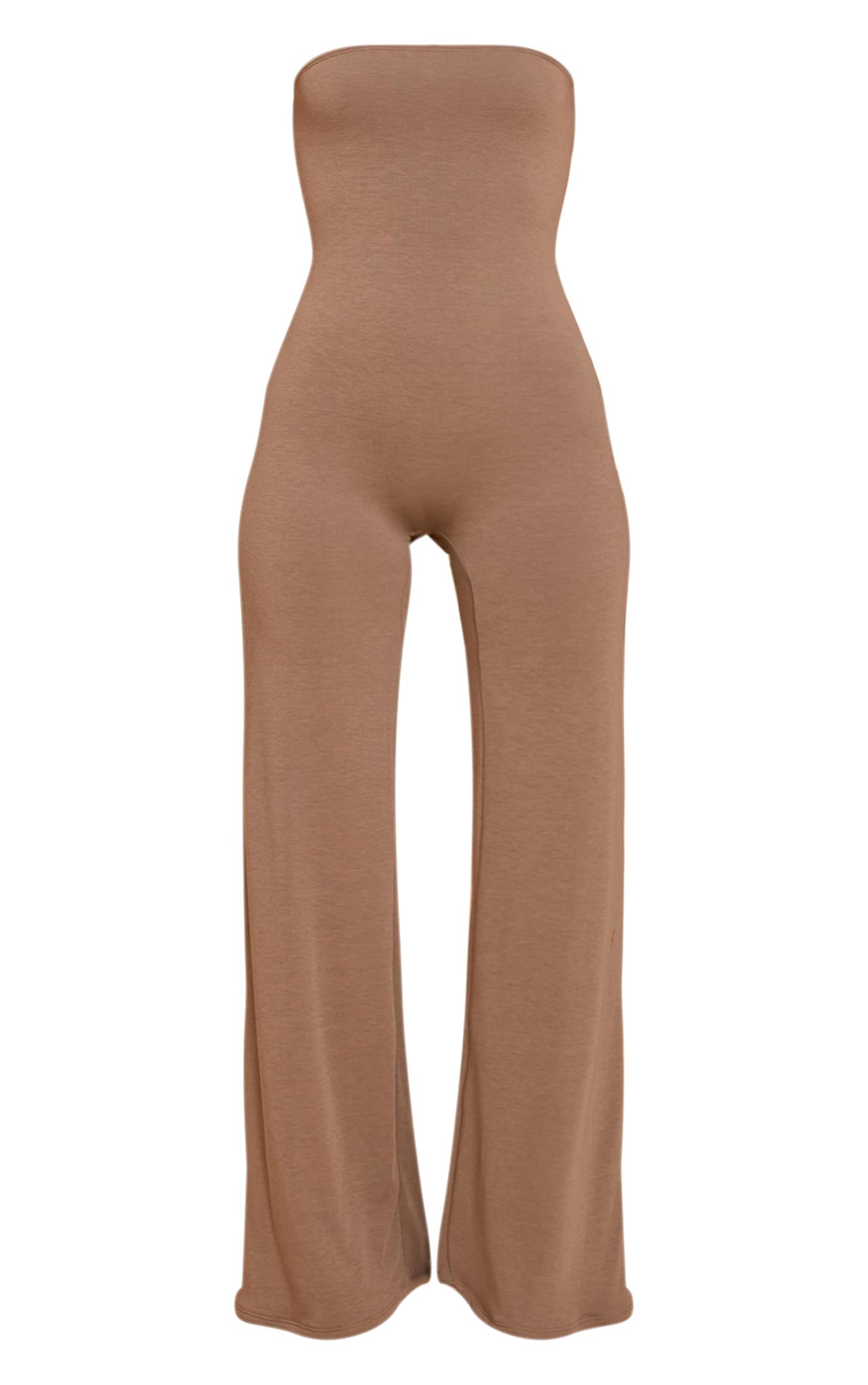 Mushroom Double Layer Contour Jersey Bandeau Wide Leg Jumpsuit Product Image