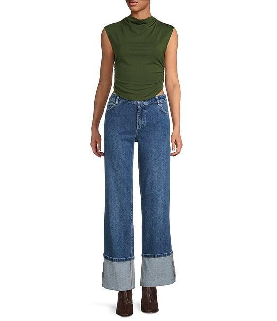 Gianni Bini Knit Mock Neck Cap Sleeve Crop Top Product Image