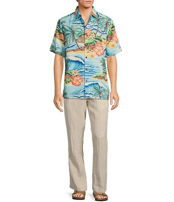Caribbean Scenic Print Short Sleeve Woven Shirt Product Image