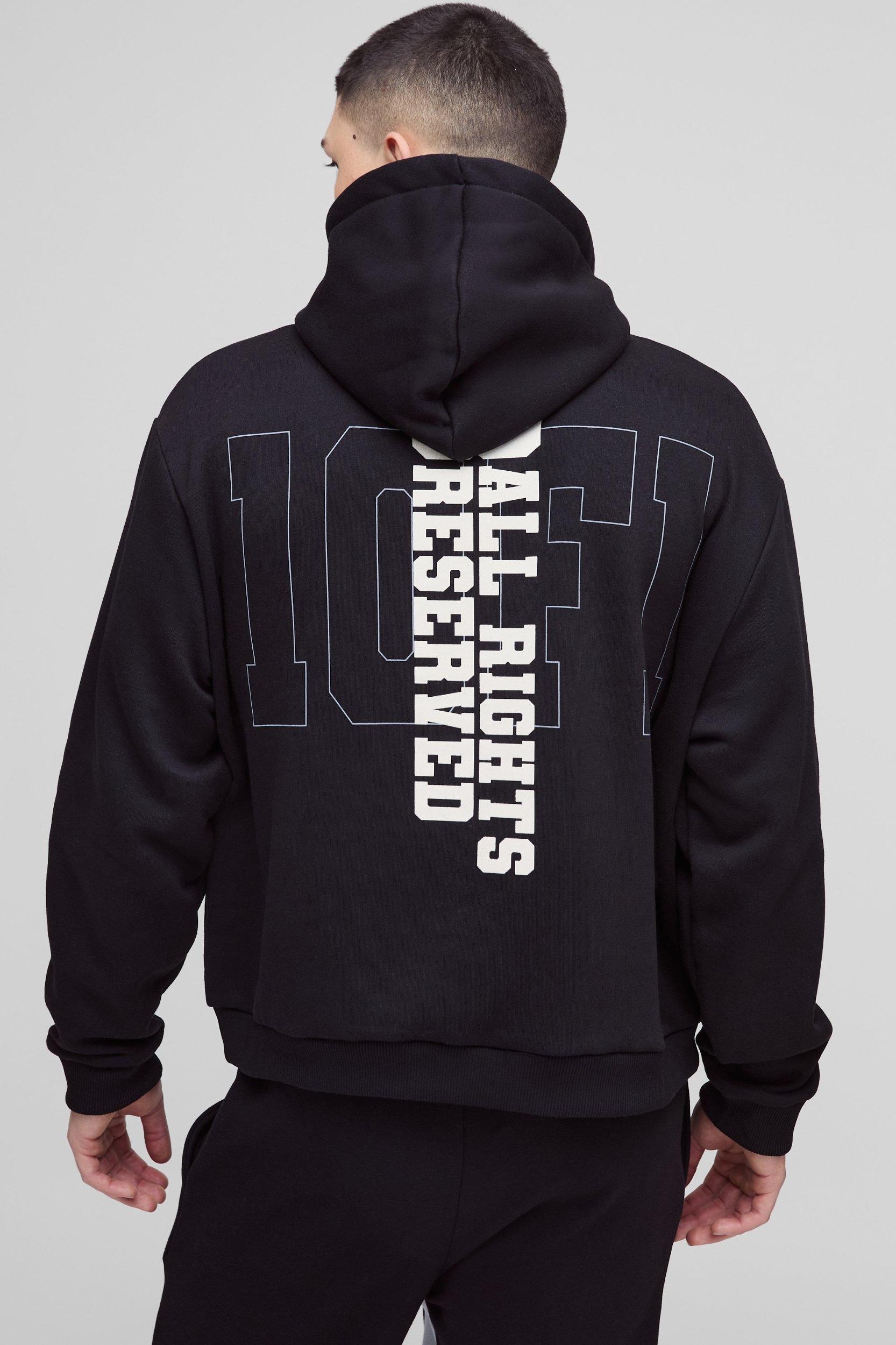 Oversized Boxy Official Varsity Distressed Gusset Tracksuit | boohooMAN USA Product Image