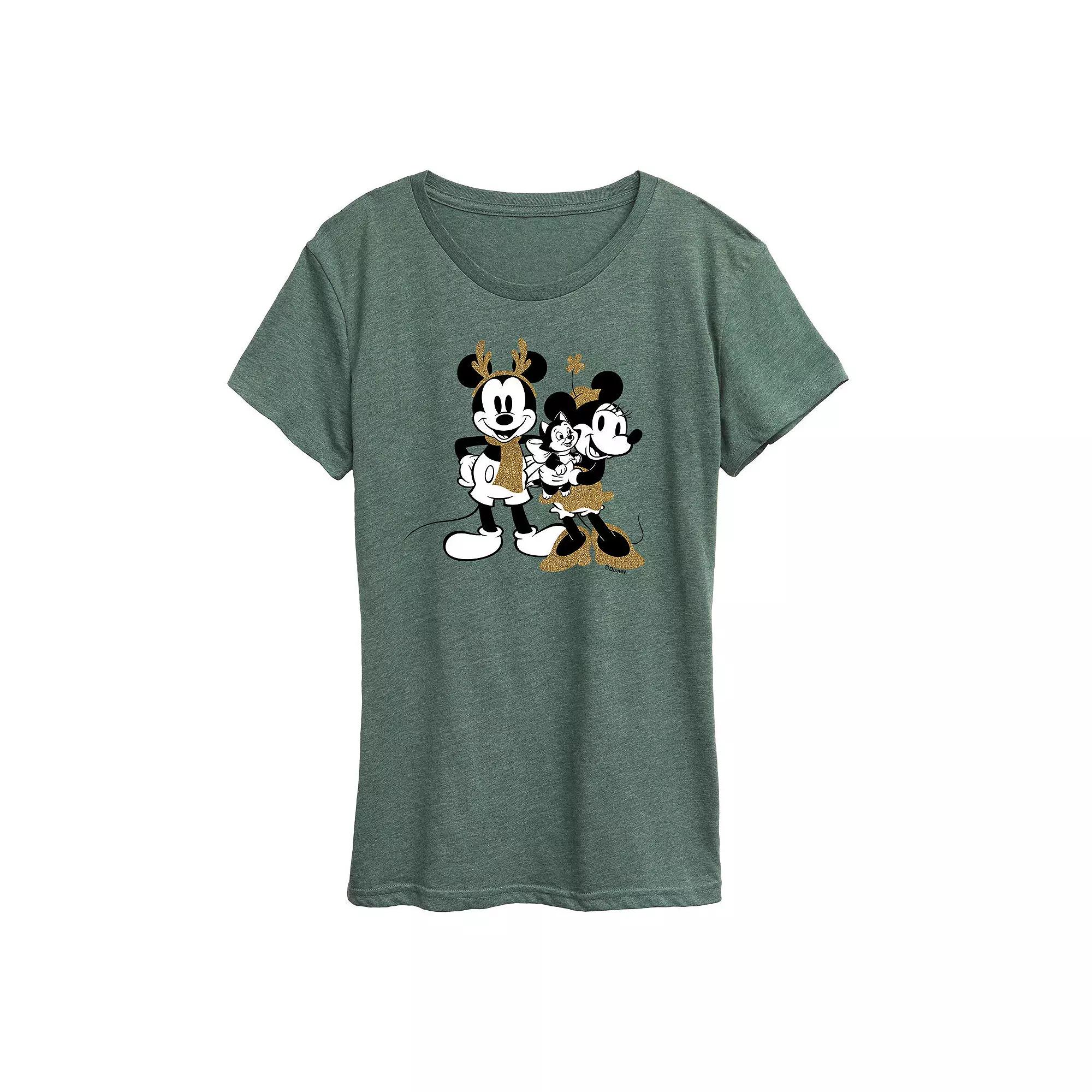 Disney's Mickey Mouse Women's Mickey Minnie Sparkle Graphic Tee, Girl's,  Product Image