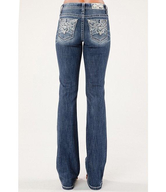 Miss Me Mid Rise Embroidered Longhorn Bootcut Jeans Product Image