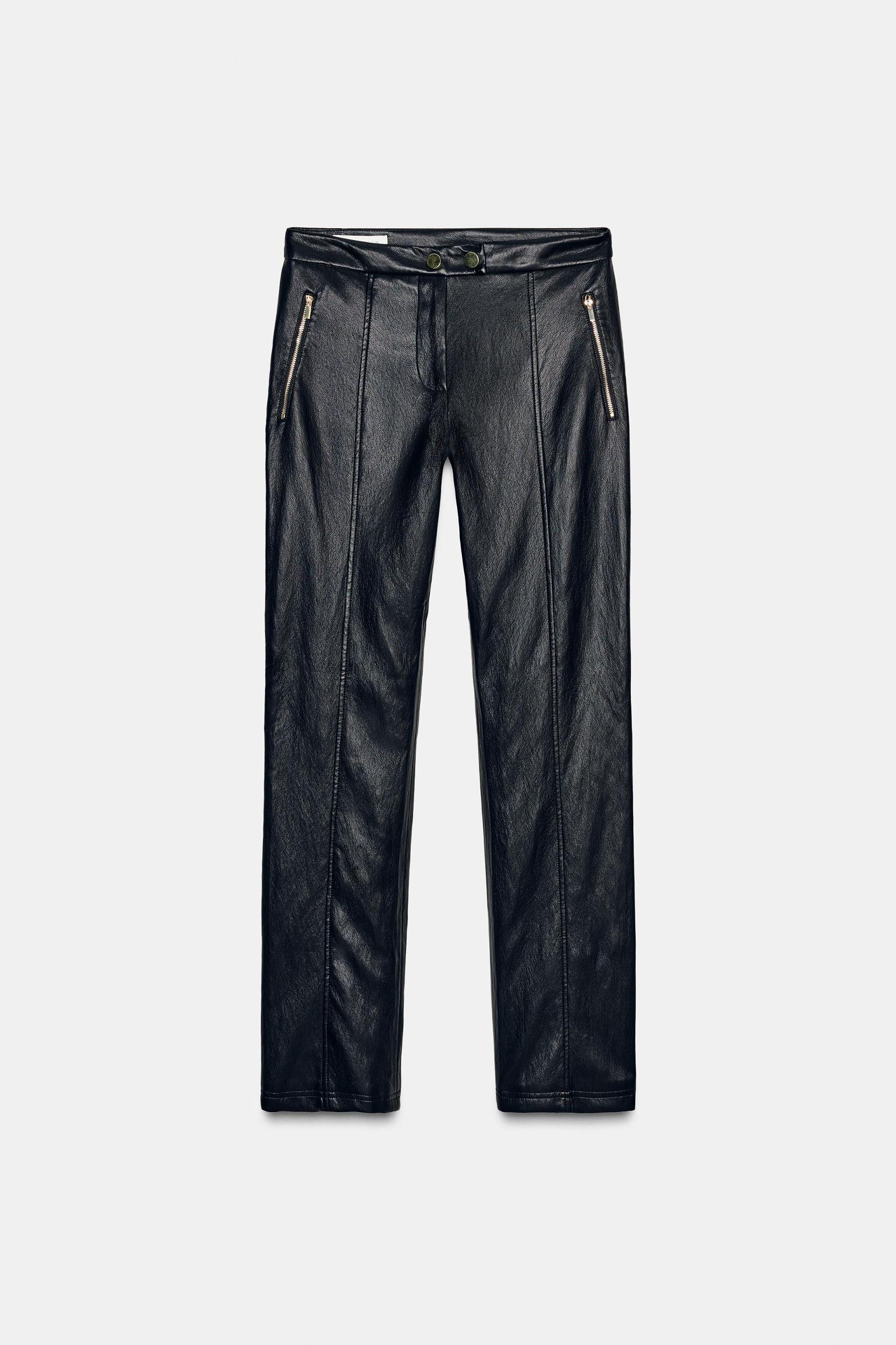 FAUX LEATHER FLARE PANTS Product Image