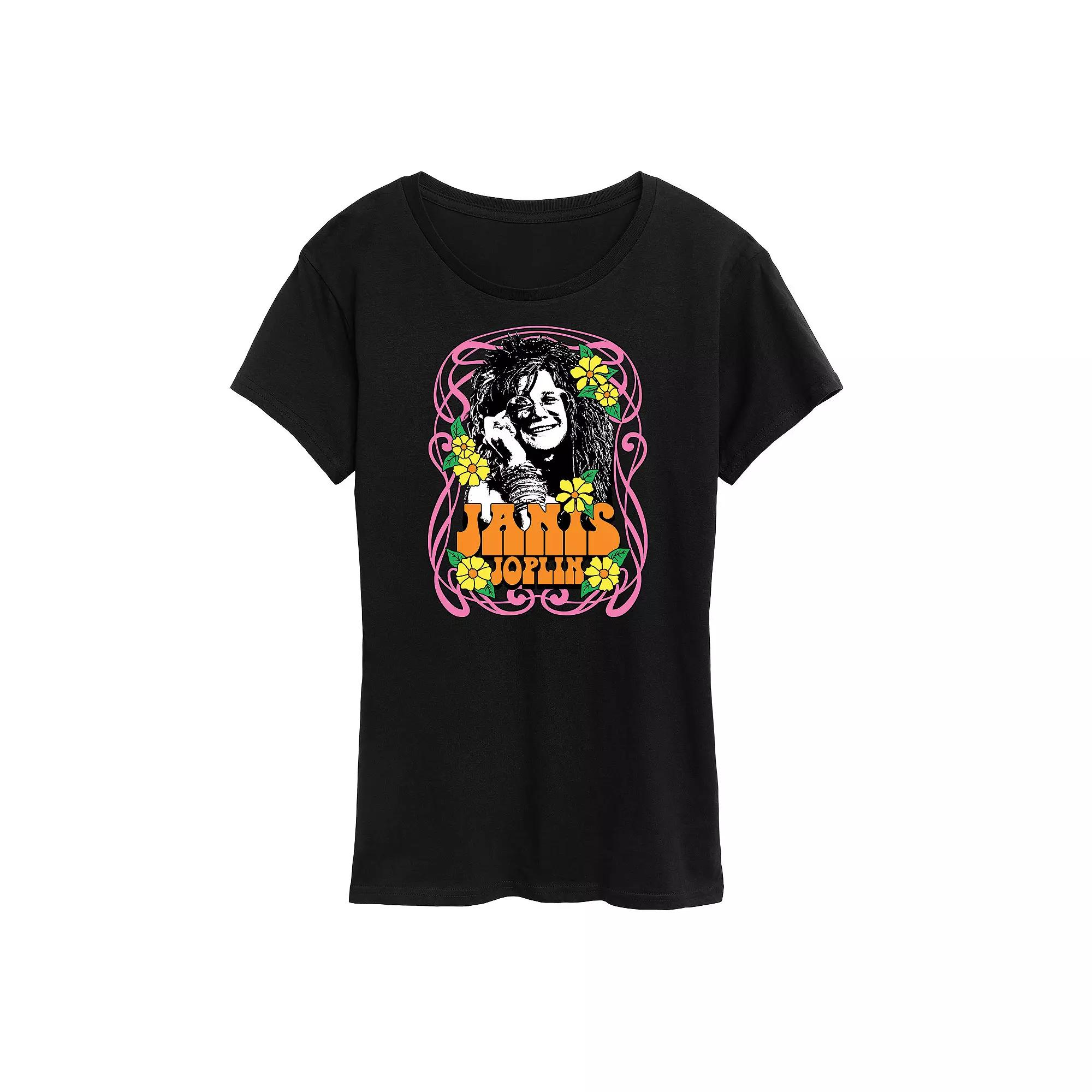 Women's Janis Joplin Flowers Graphic Tee, Girl's,  Product Image