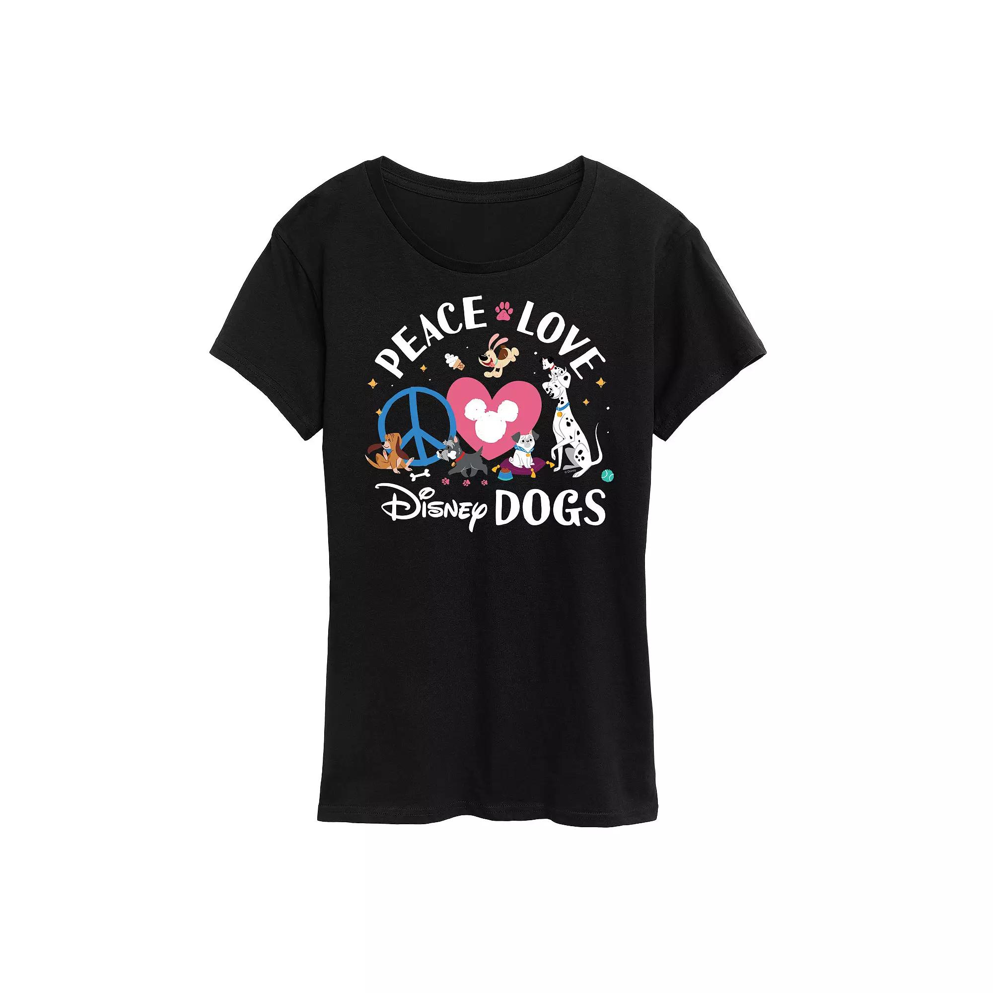 Disney Dogs Women's Peace Love Dogs Graphic Tee, Girl's,  Product Image