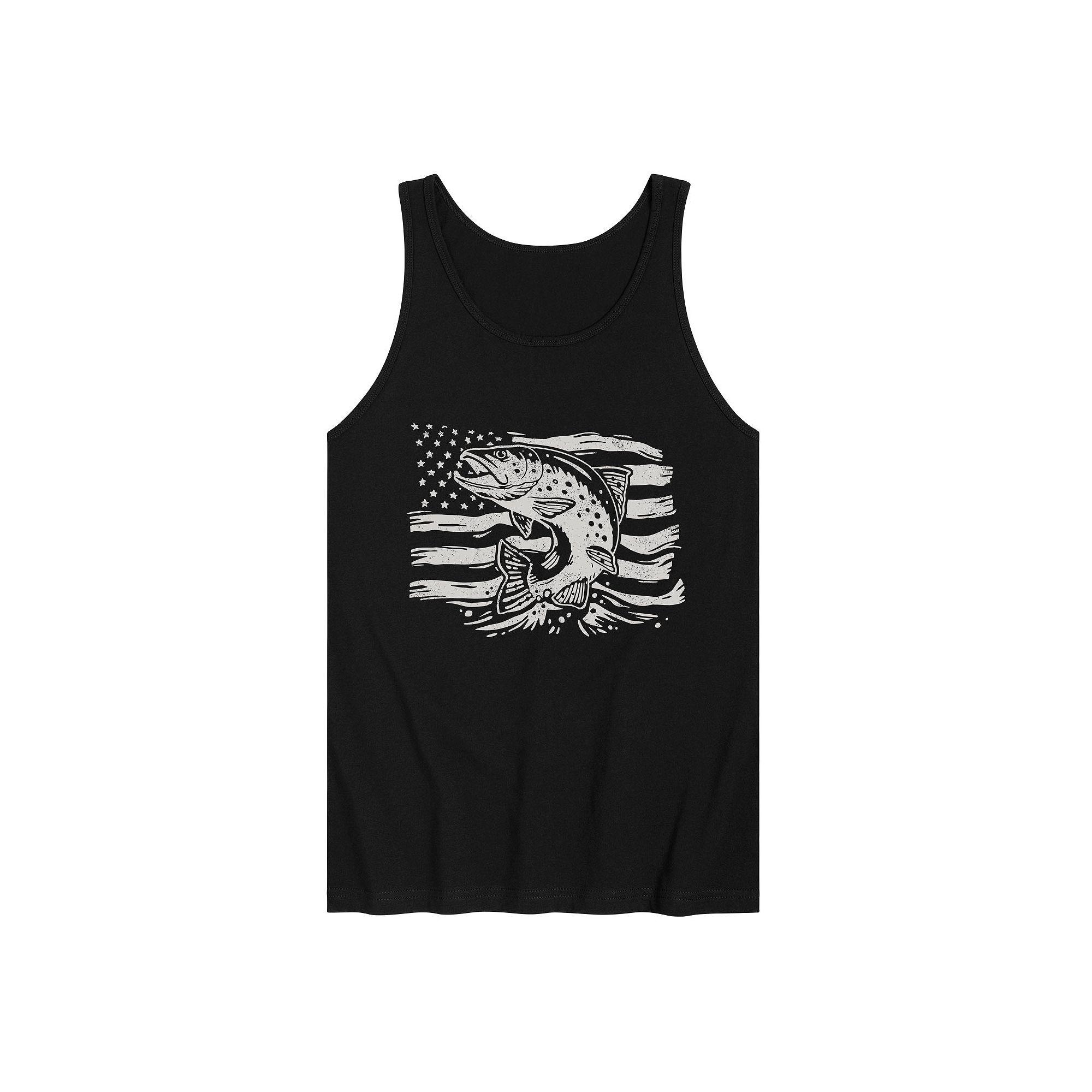 Men's Trout American Flag Graphic Tank Top,  Product Image