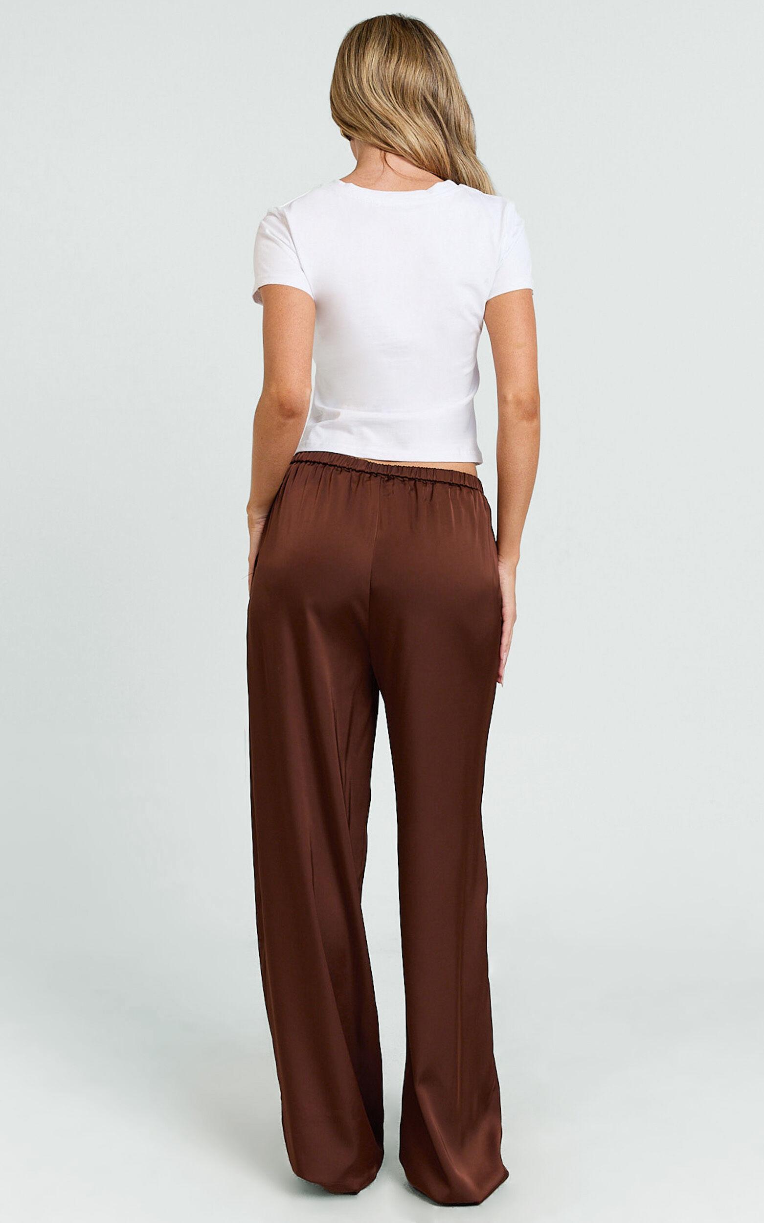 Gloria Pants - Low Rise Straight Leg Pants in Chocolate Product Image