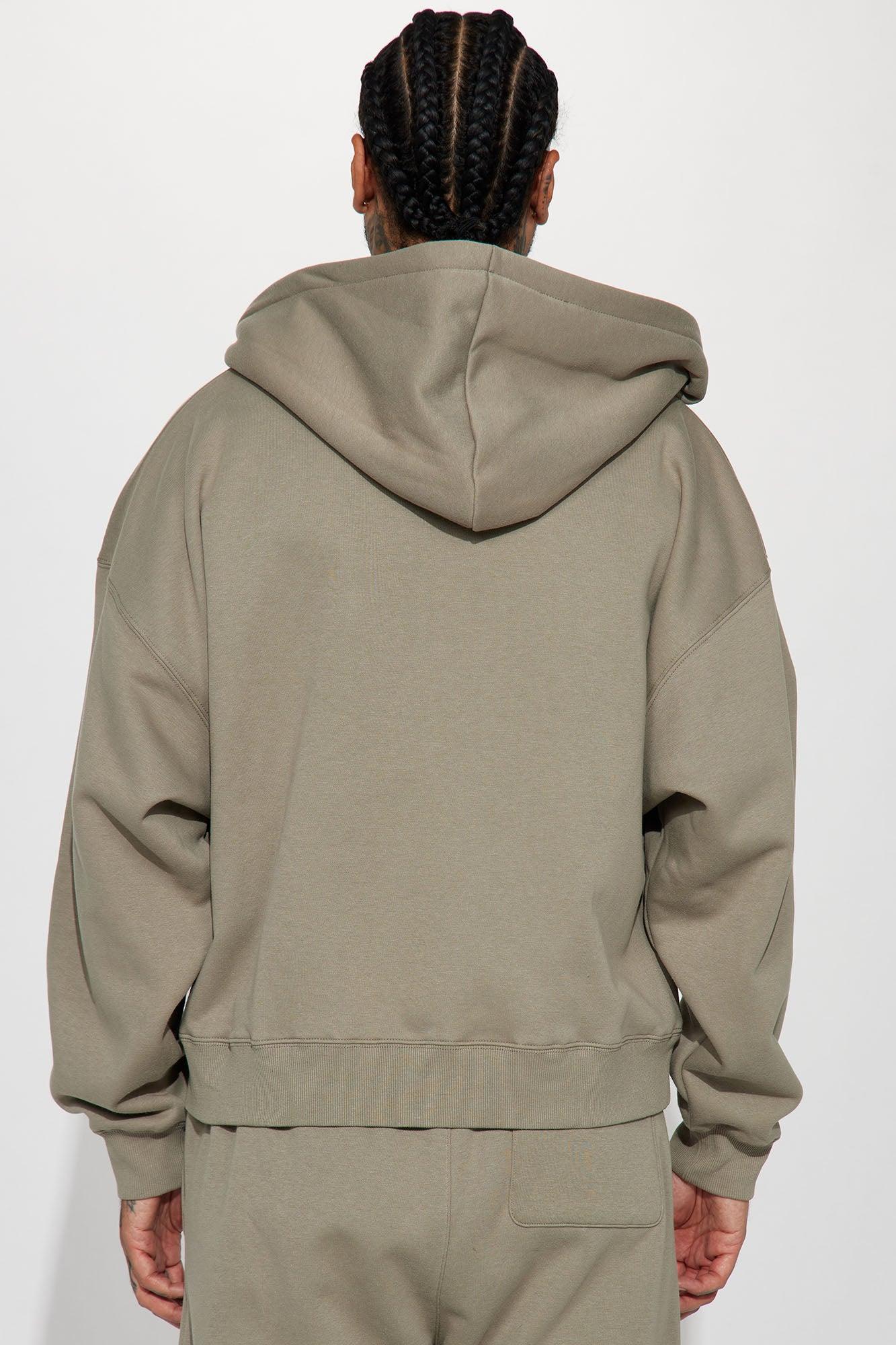Tyson Oversized Heavyweight Zip Up - Olive Product Image