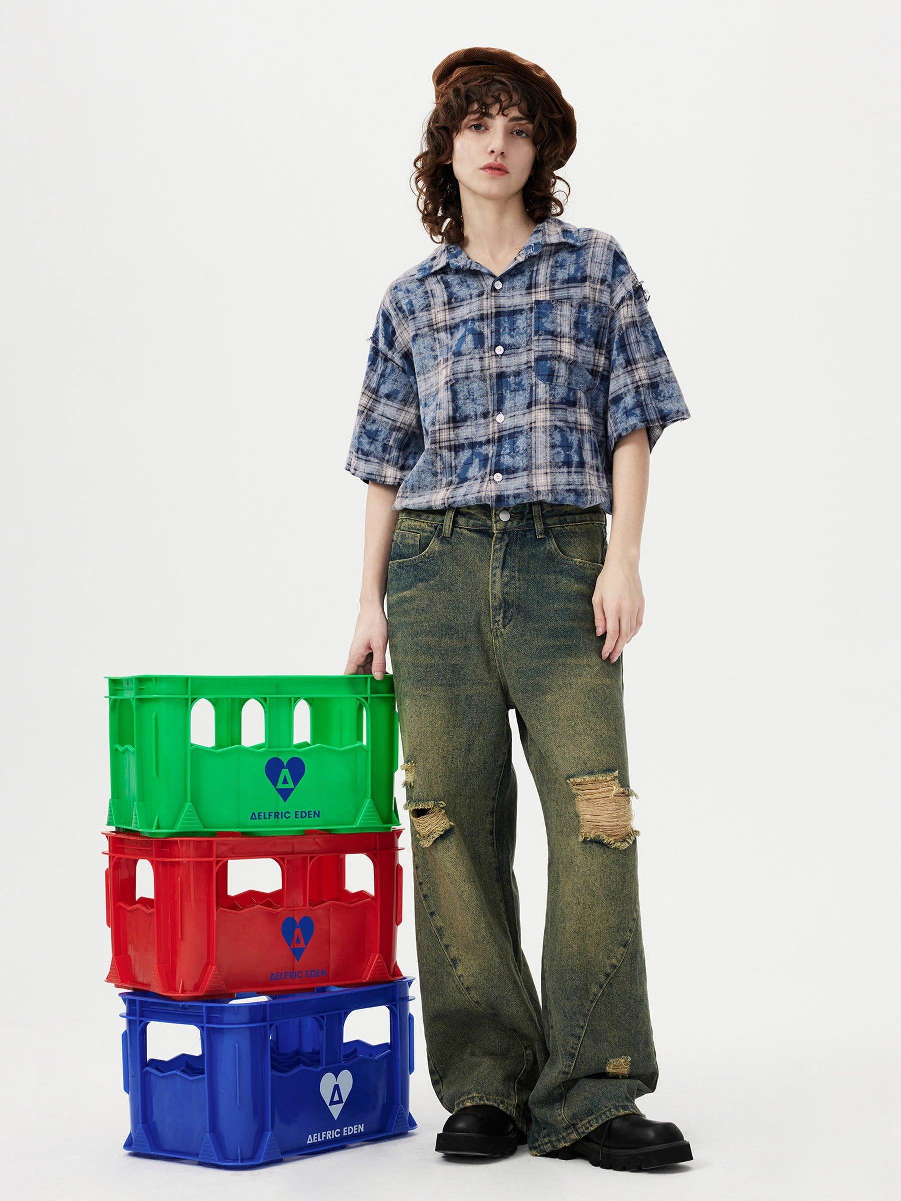 Aelfric Eden Tie Dye Plaid Shirt Product Image