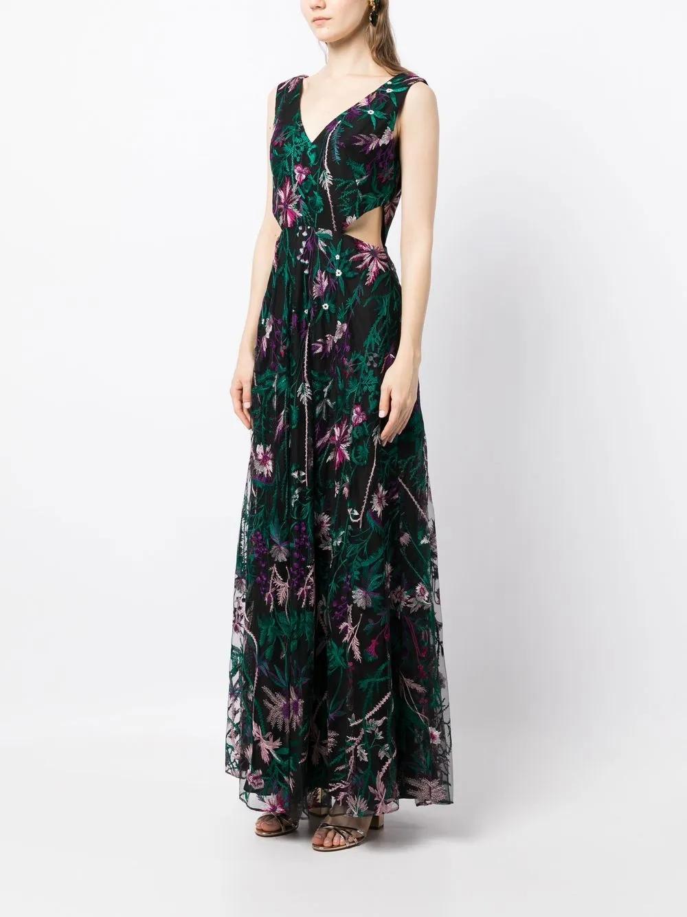 cut-out floral-embroidery gown Product Image