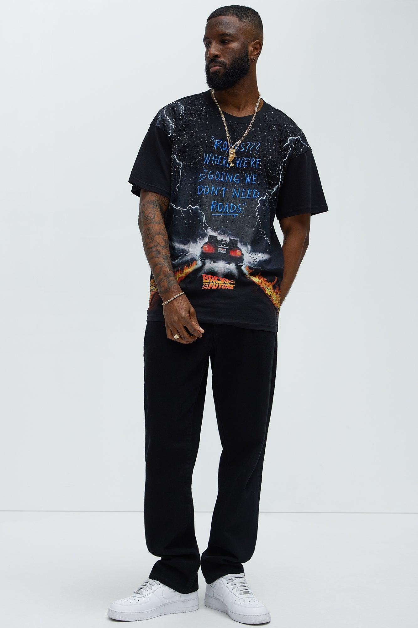 Back To The Future Roads Oversized Short Sleeve Tee - Black Product Image