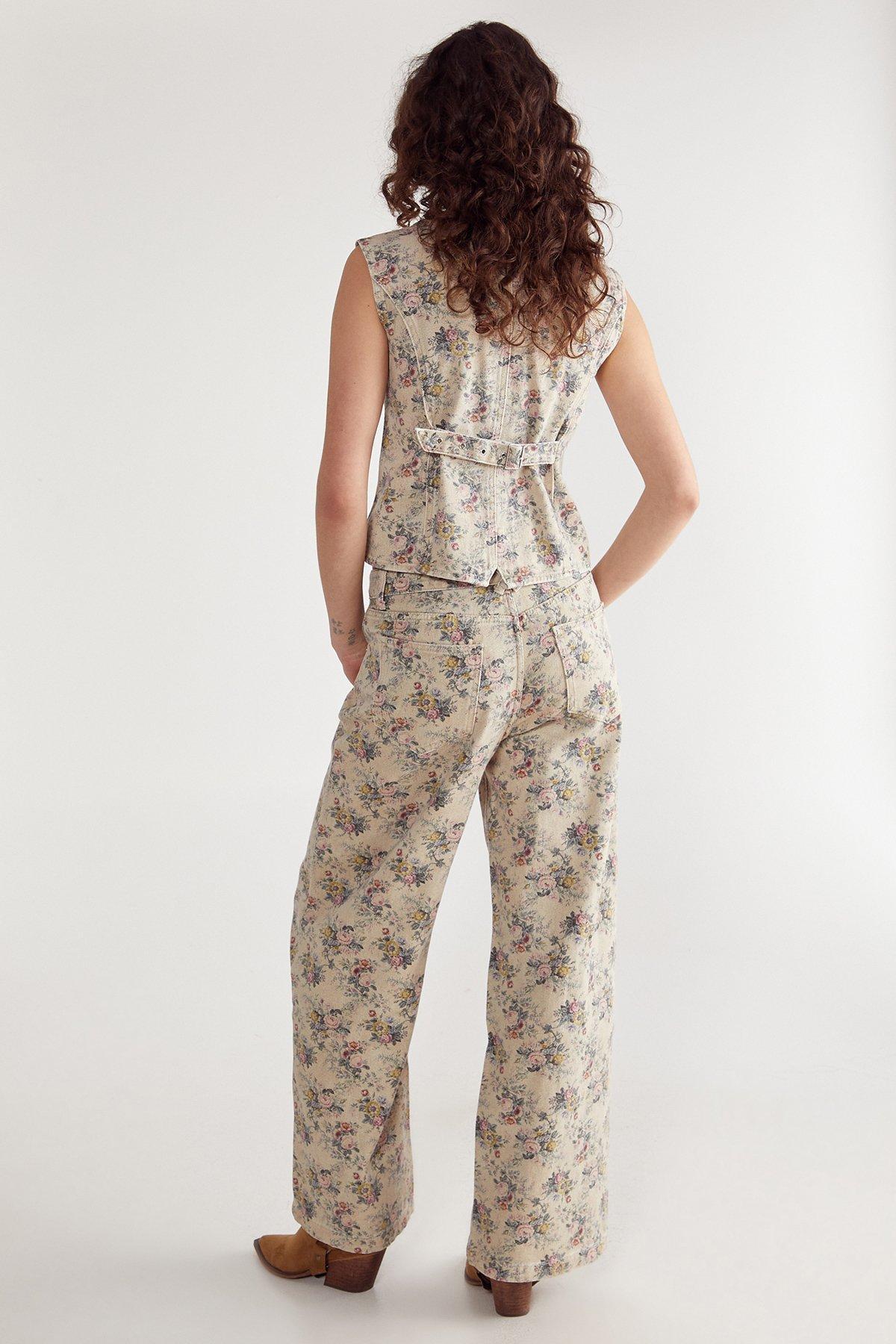 Floral Printed Denim Jean Product Image