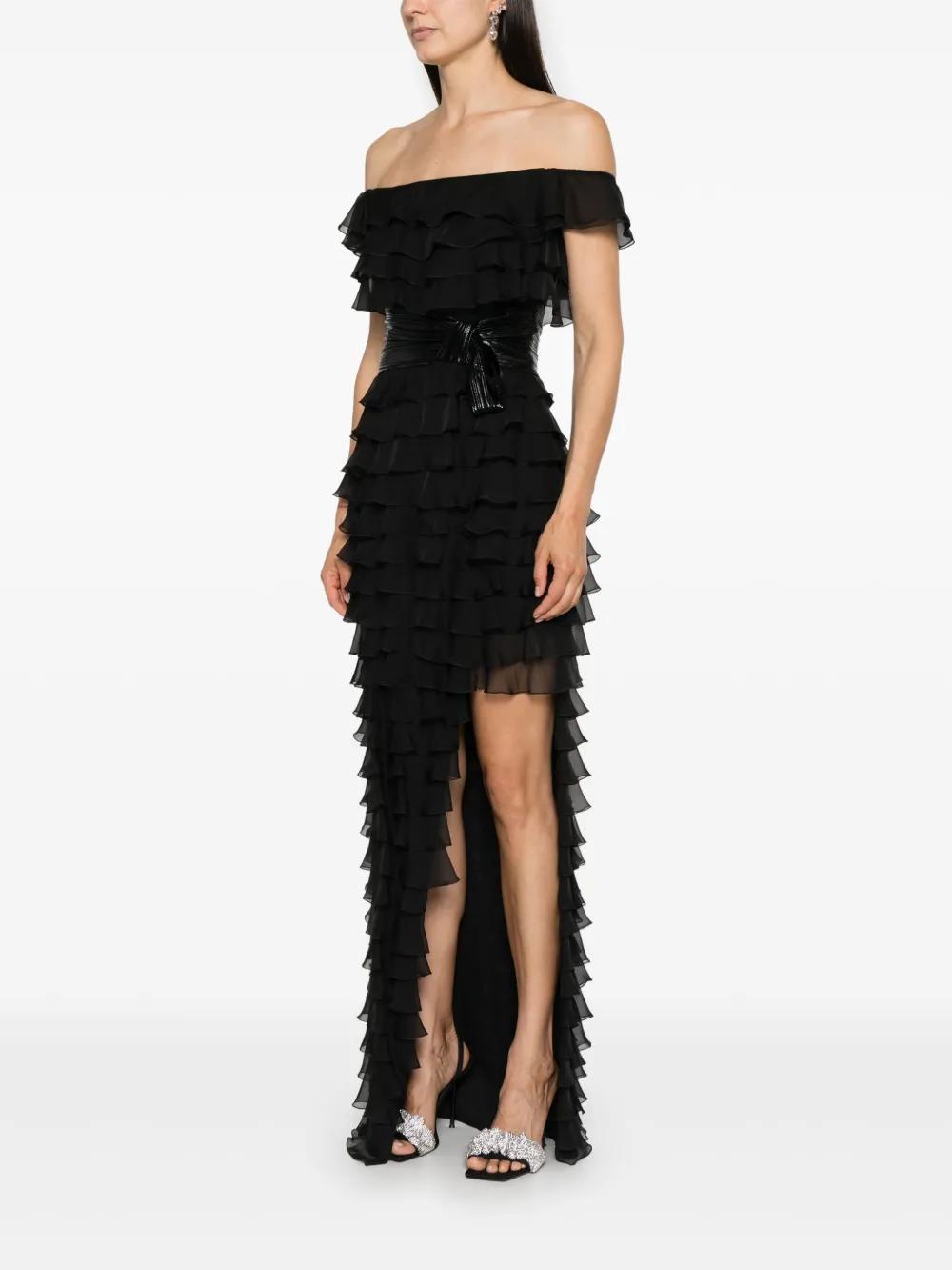 off-shoulder ruffled gown Product Image