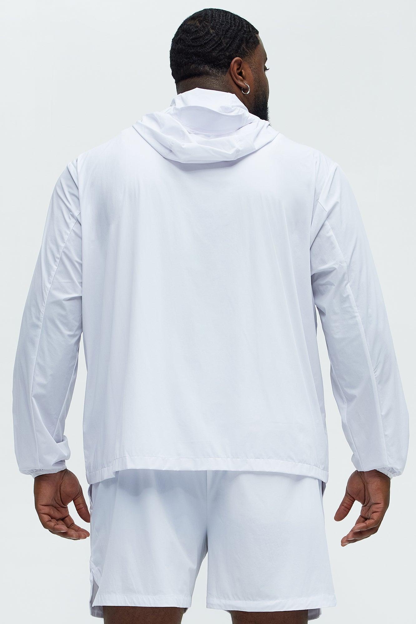 Lightweight Stretch Hooded Running Windbreaker Jacket - White Product Image