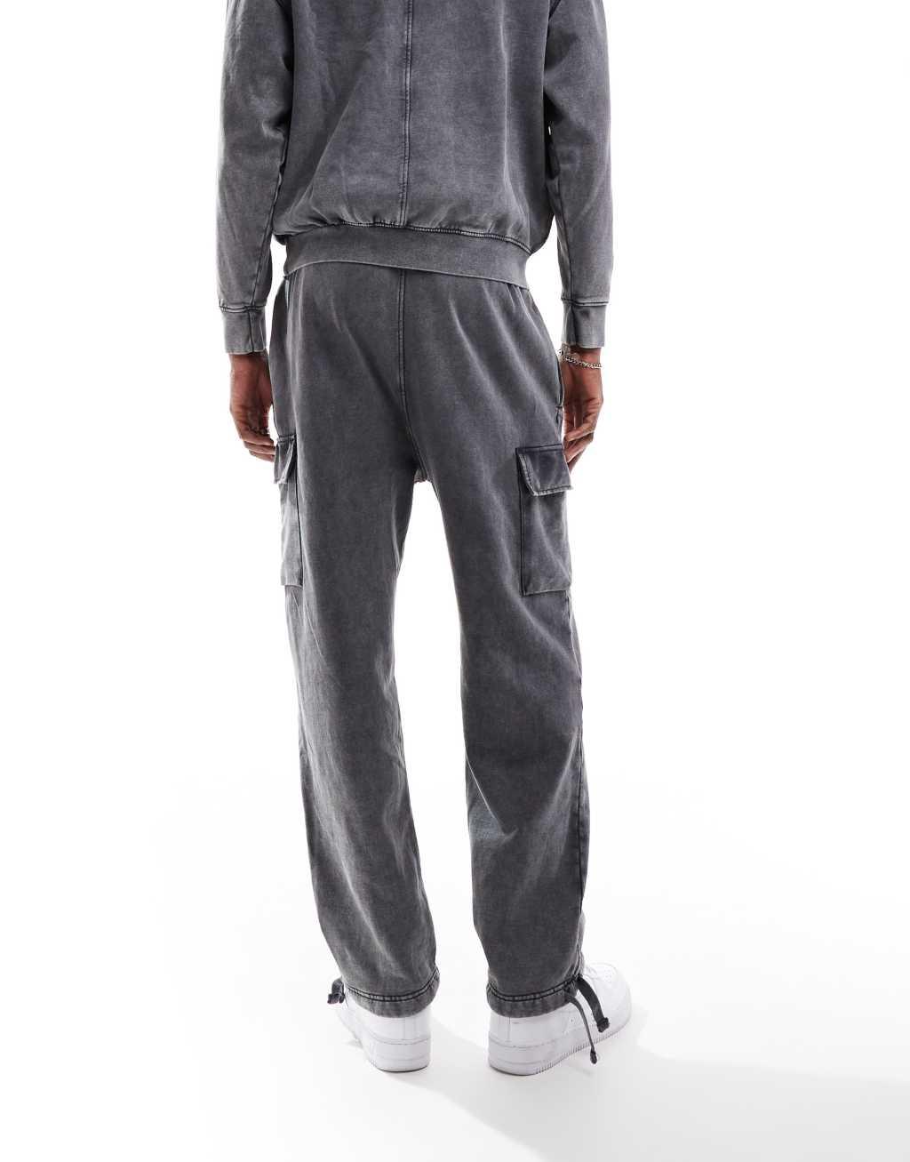 Nicce washed cargo sweatpants in gray - part of a set  Product Image