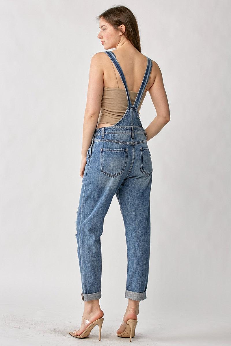 Distressed Relaxed Fit Overalls Product Image