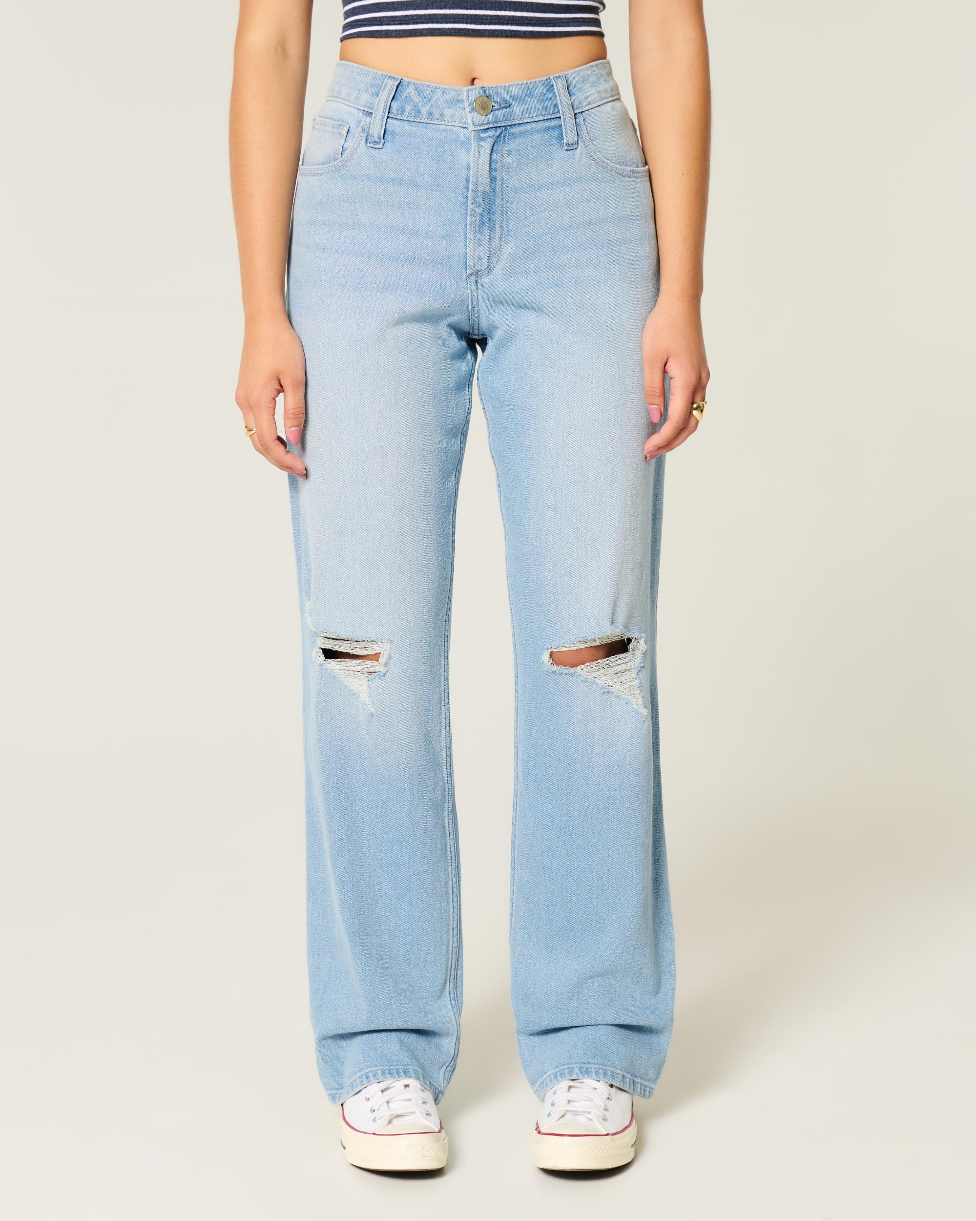 Curvy High-Rise Ripped Light Wash Dad Jeans Product Image