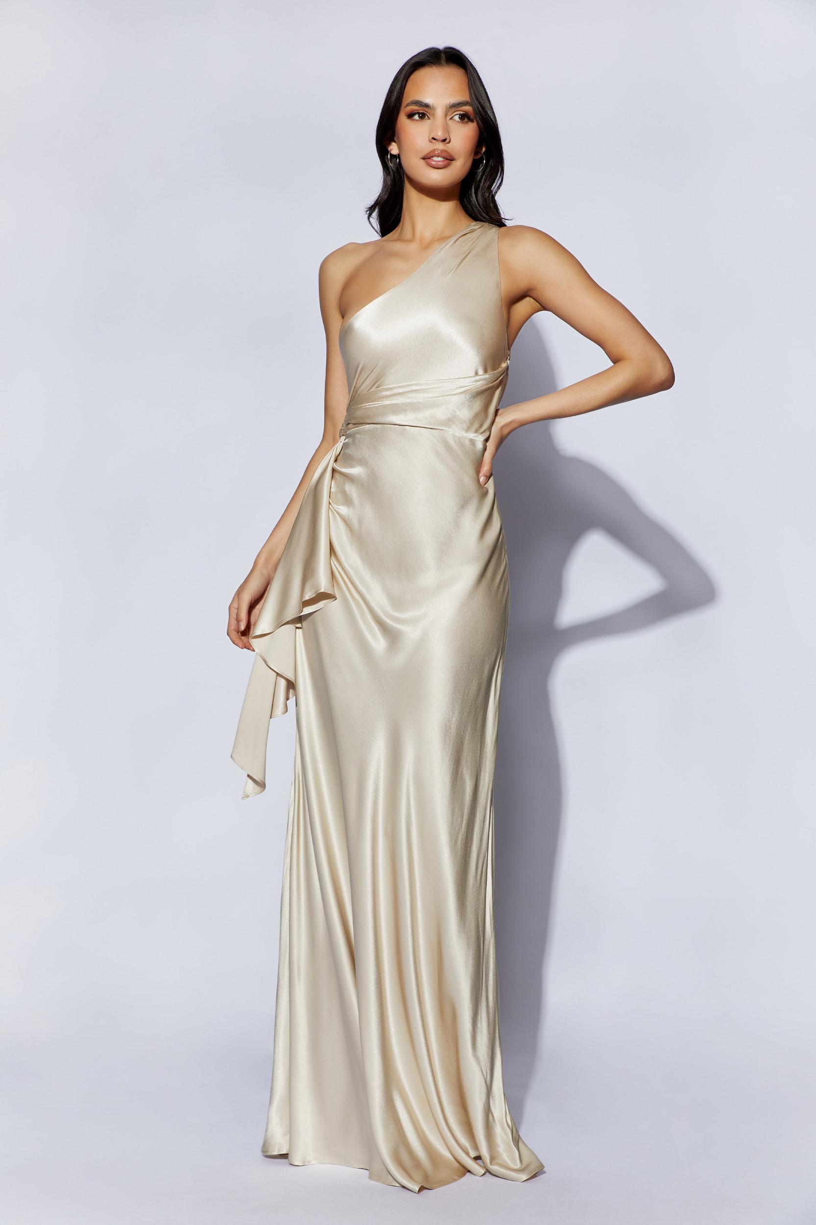 Calliope One Shoulder Maxi Dress - Blush Gold Product Image