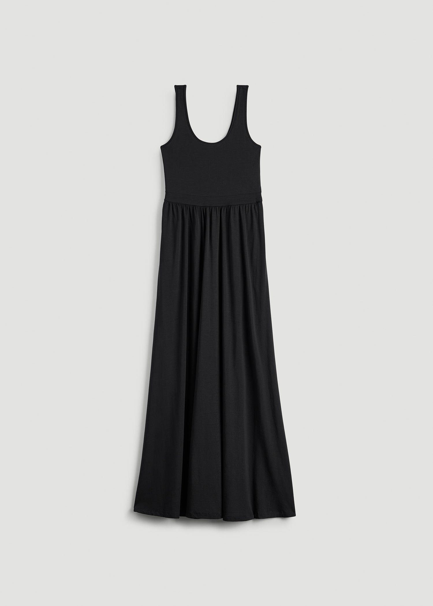 Jersey Tank Maxi Dress with Pockets for Tall Women in Black Female Product Image