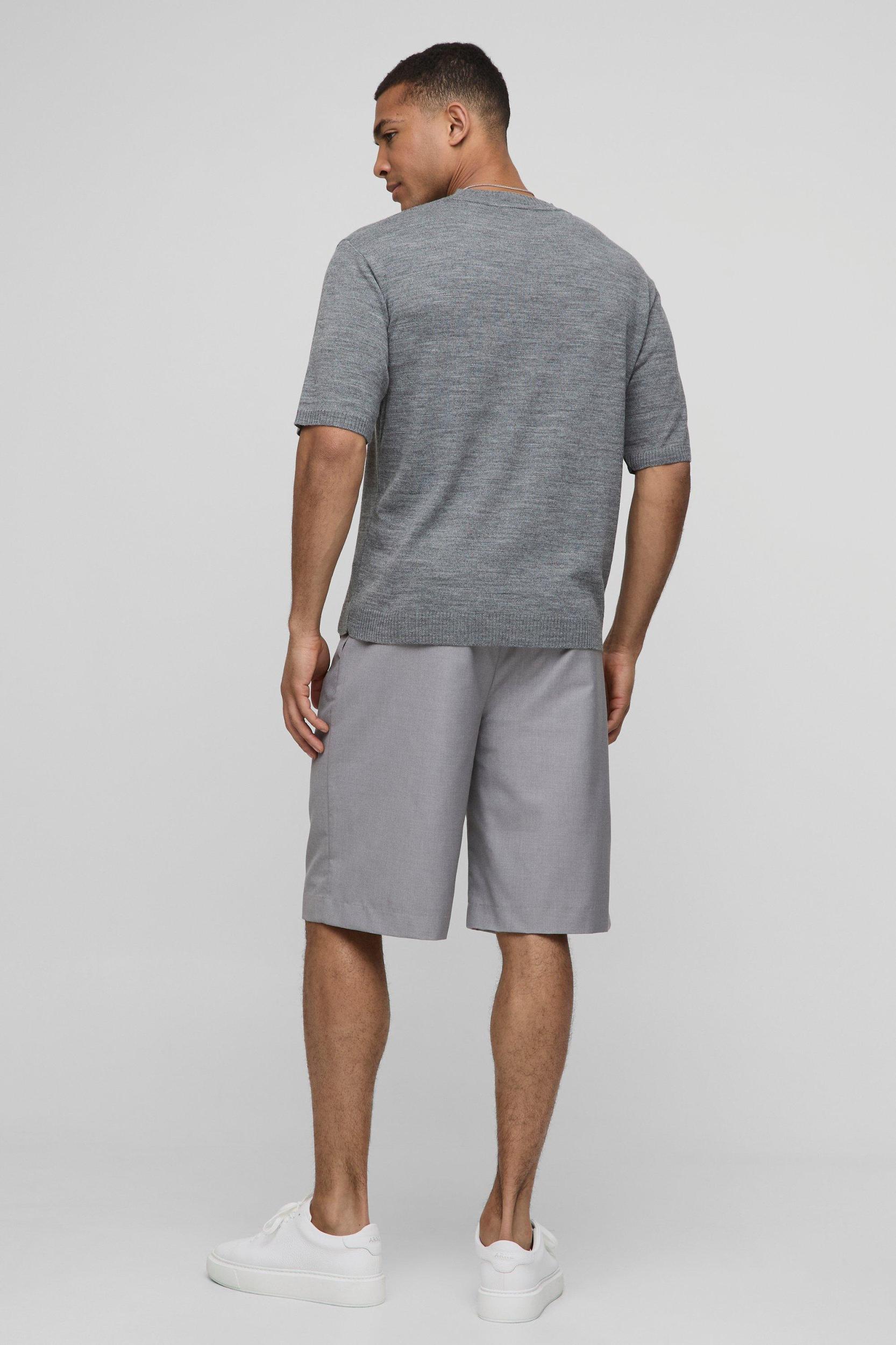 Regular Fit Marl Knitted T-Shirt | boohooMAN USA Product Image