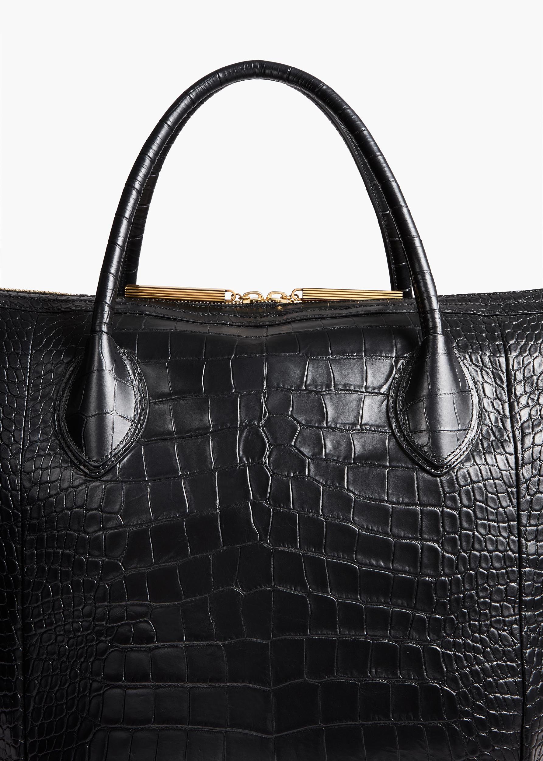 Kasia Tote in Black Croc-Embossed Leather Product Image