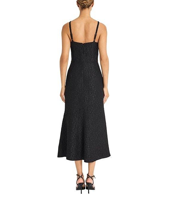 Maggy London V-neck Sleeveless Empire Waist Sheath Jacquard Midi Dress Product Image
