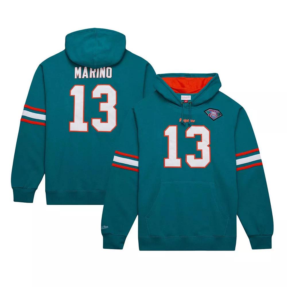 Men's Mitchell & Ness Dan Marino Aqua Miami Dolphins Retired Player Name & Number Pullover Hoodie, Size: Small, Turquoise A Product Image