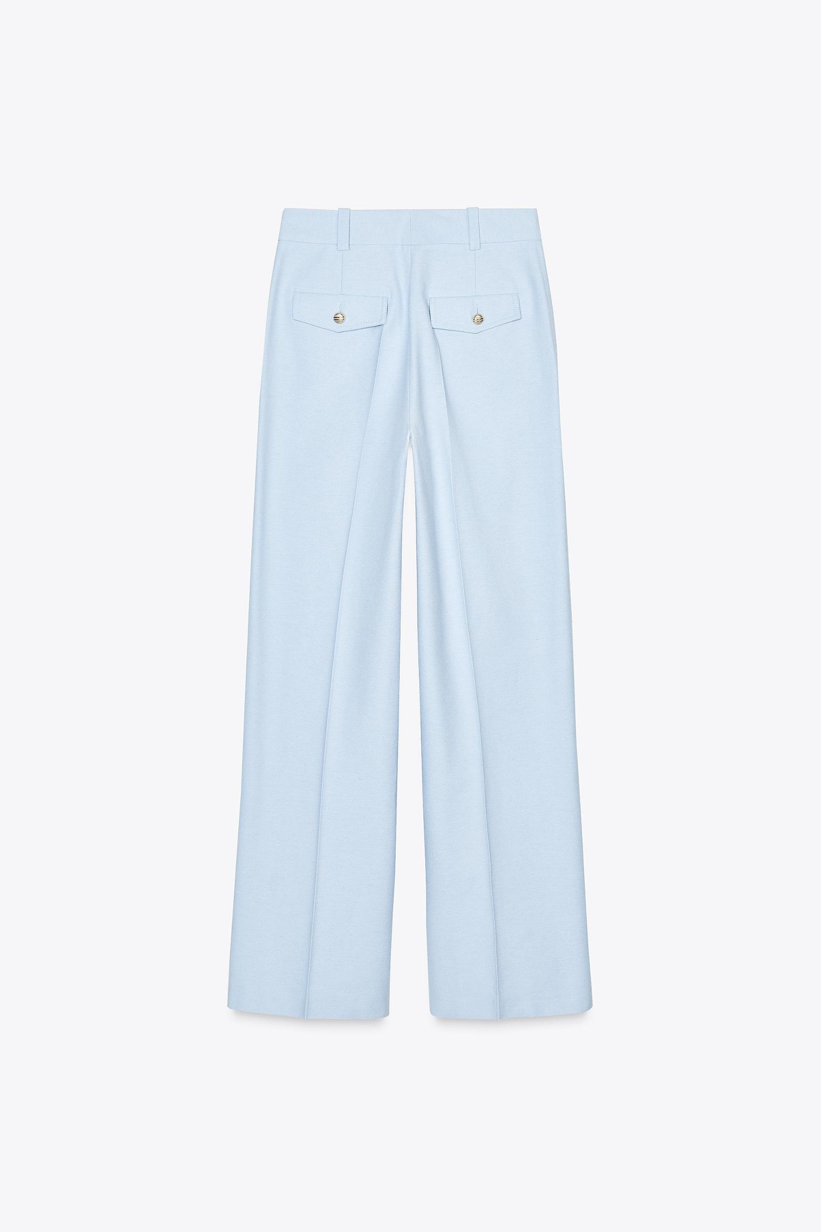 LARGE BUTTON STRAIGHT LEG PANTS Product Image