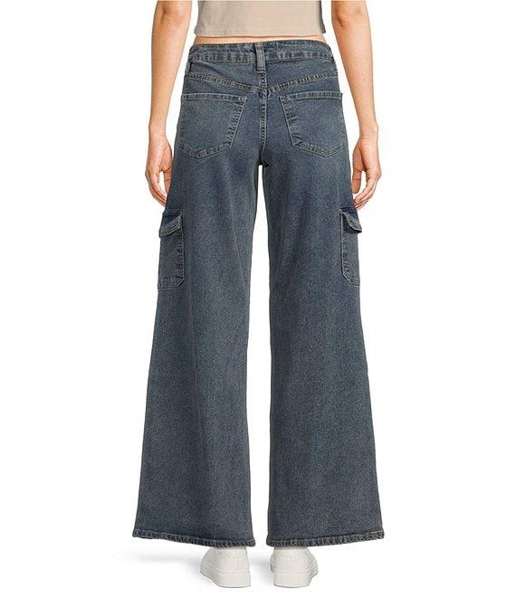 YMI Jeanswear High Rise Wide Leg Skater Cargo Jeans Product Image