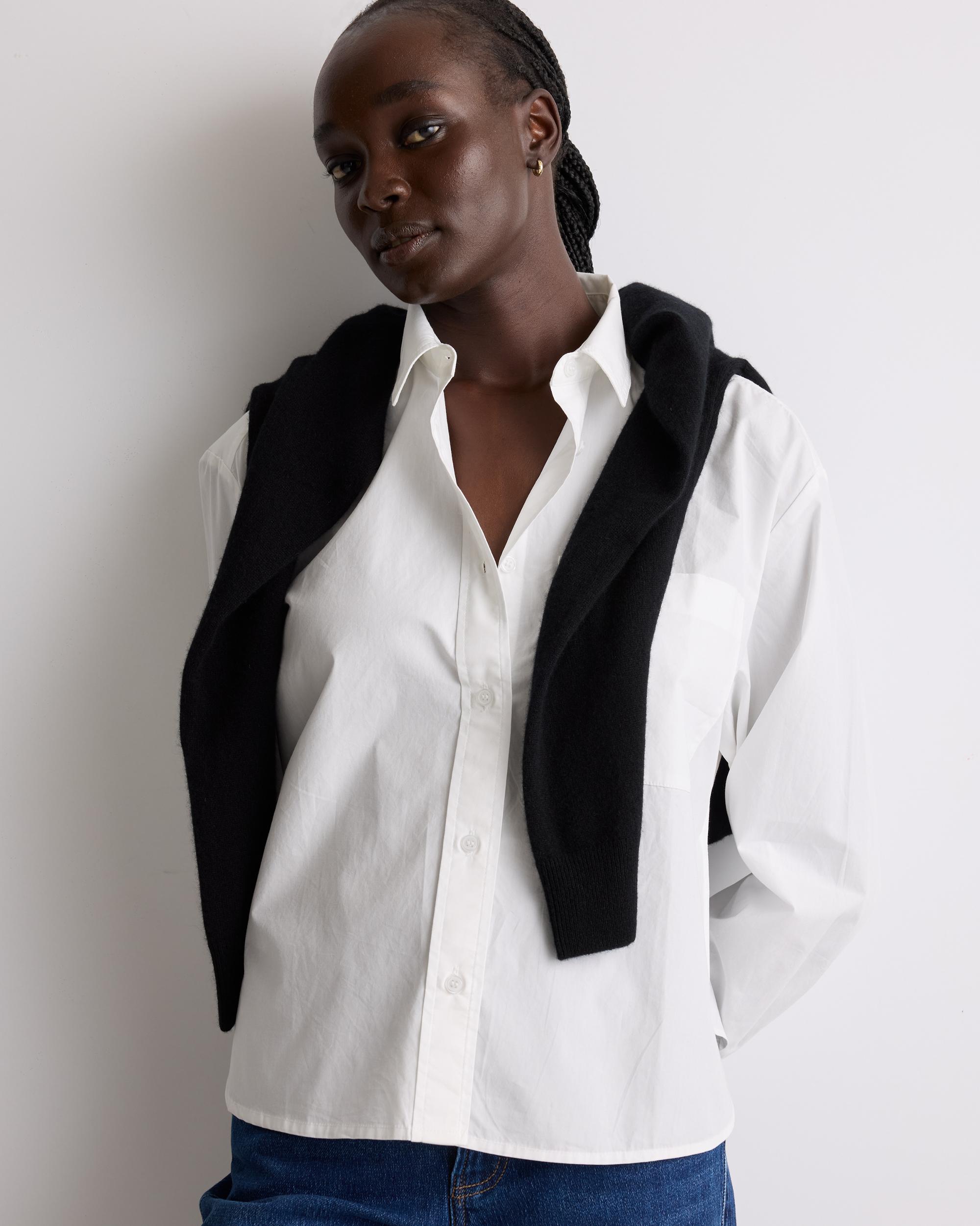 Quince | Women's Poplin Cropped Long Sleeve Shirt Organic Cotton Product Image