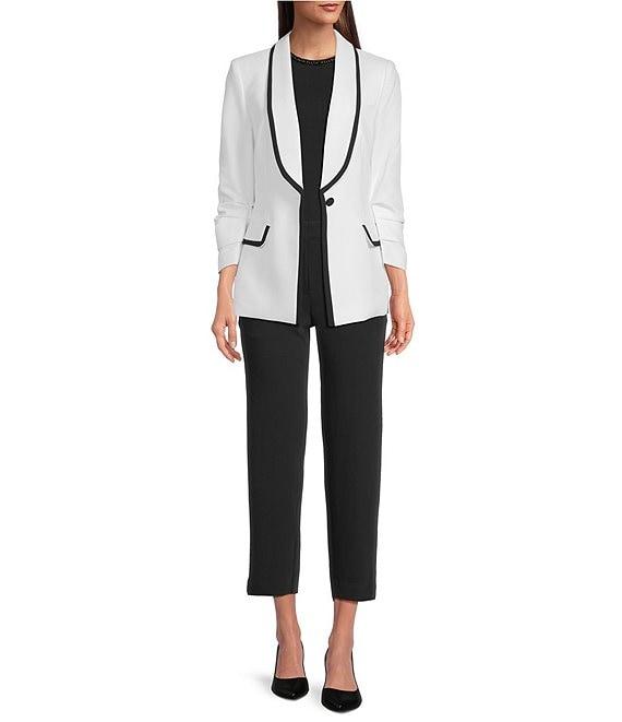 KARL LAGERFELD PARIS Peak Lapel 3/4 Sleeves Framed Jacket Product Image