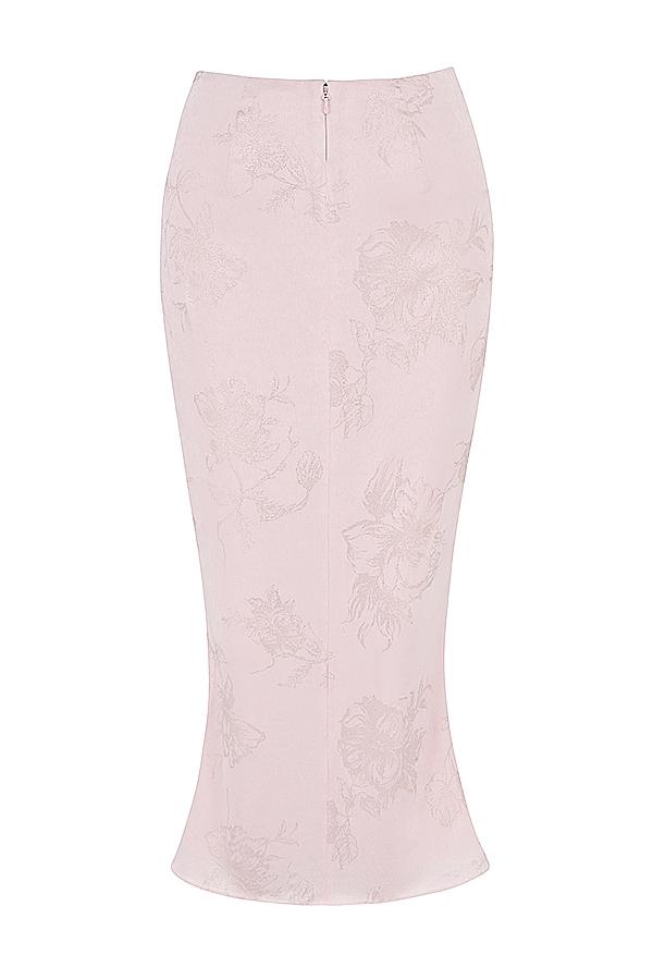 Luisette  pink metallic floral satin midi skirt Product Image