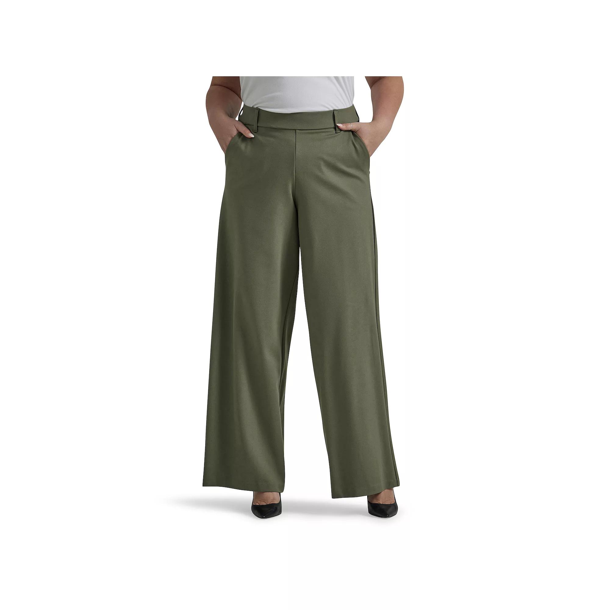 Plus Size Lee® Ultra Lux Comfort Any Wear Wide Leg Pull-On Pants, Women's, Size: 20 Petite, Green Grove Product Image