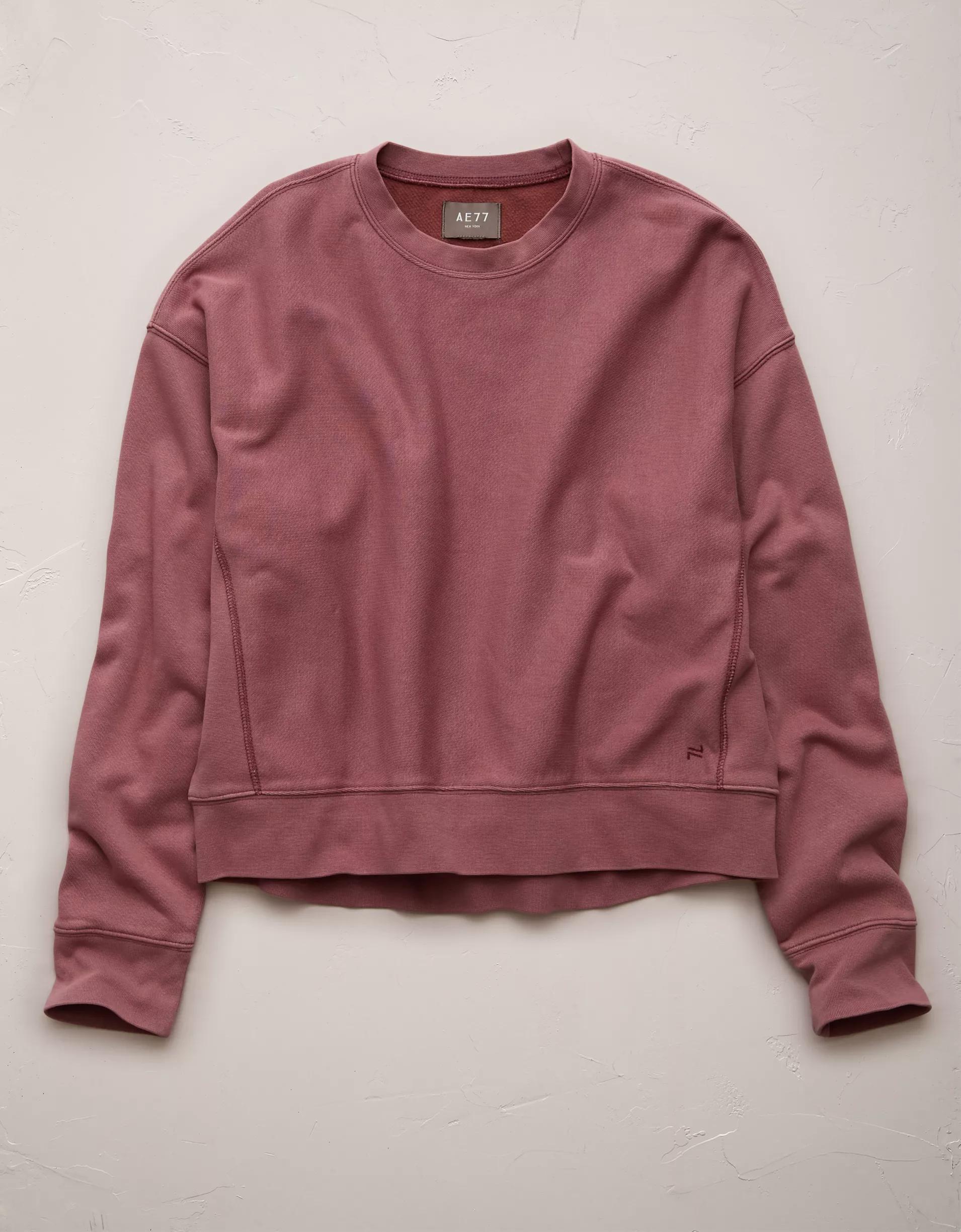 AE77 Premium Fleece Cropped Crew Neck Sweatshirt Product Image