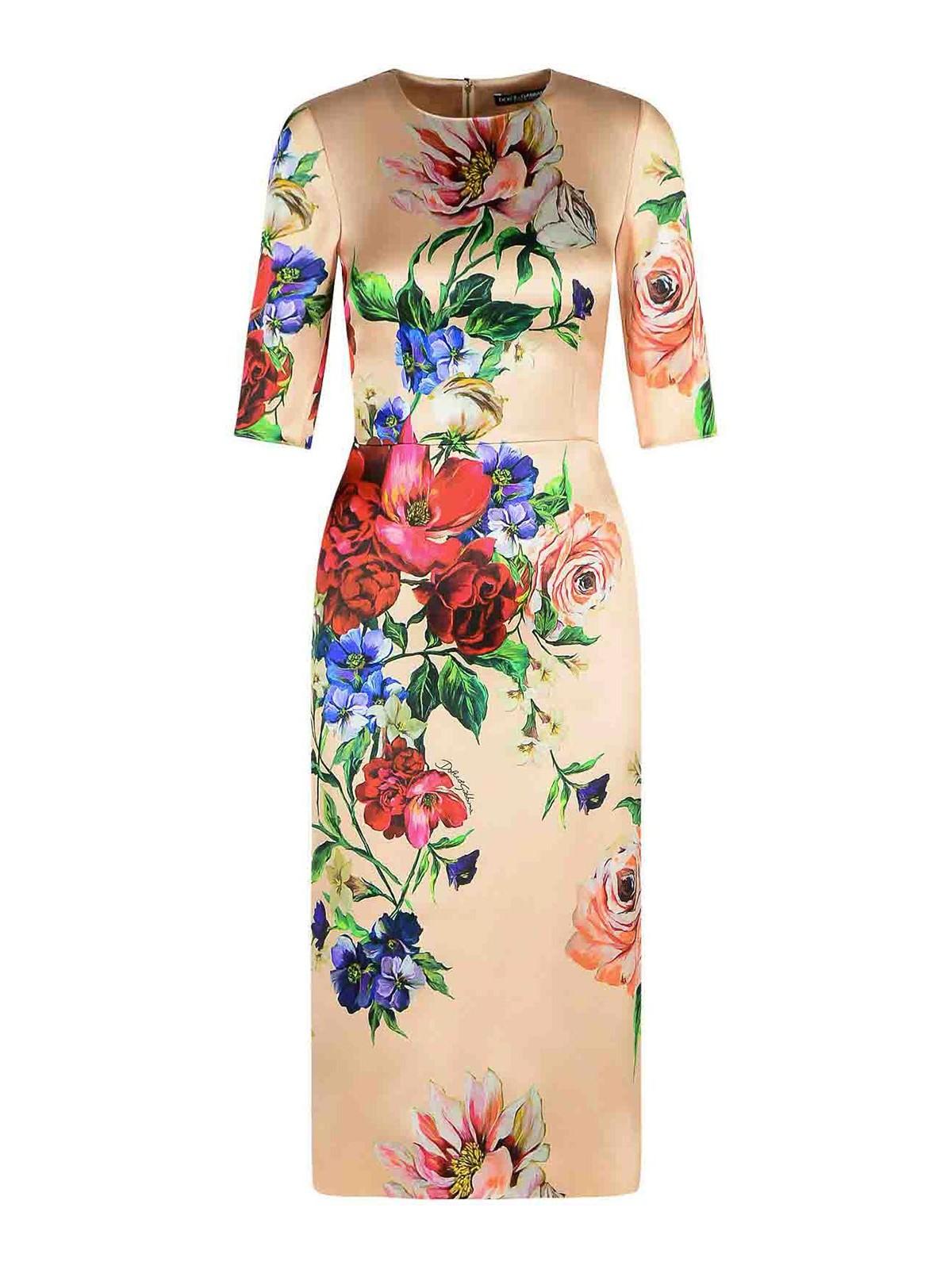 DOLCE & GABBANA Women Flower Print Midi Dress In Neutral Product Image