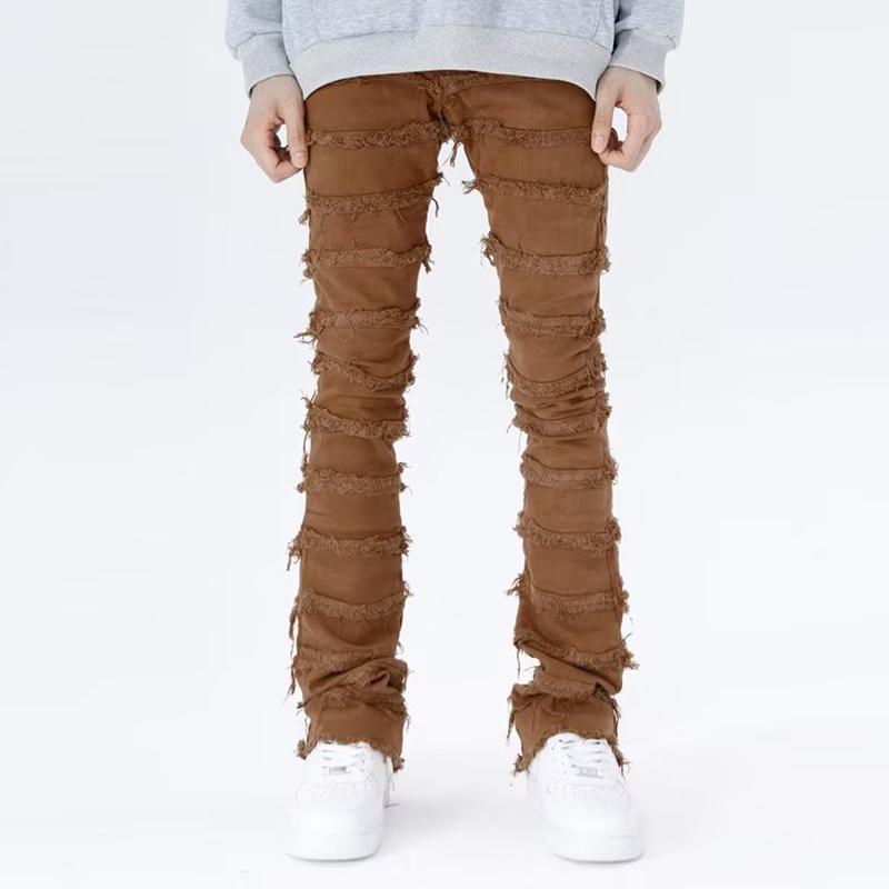 Sopula Men's Eroded Ripped Raw Edge Vintage Slim Fit Jeans Product Image