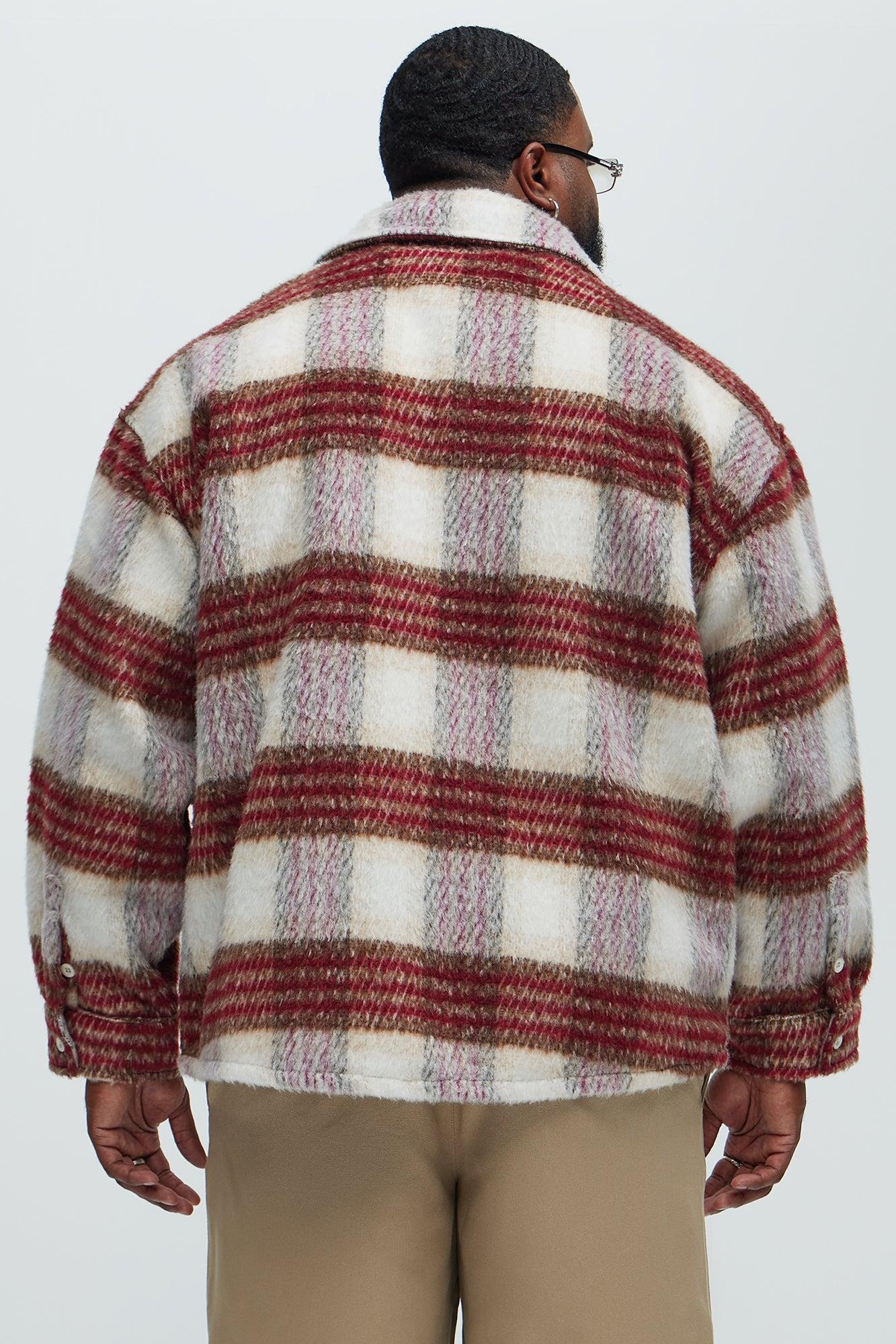 Move Up Plaid Shacket - Red/White Product Image