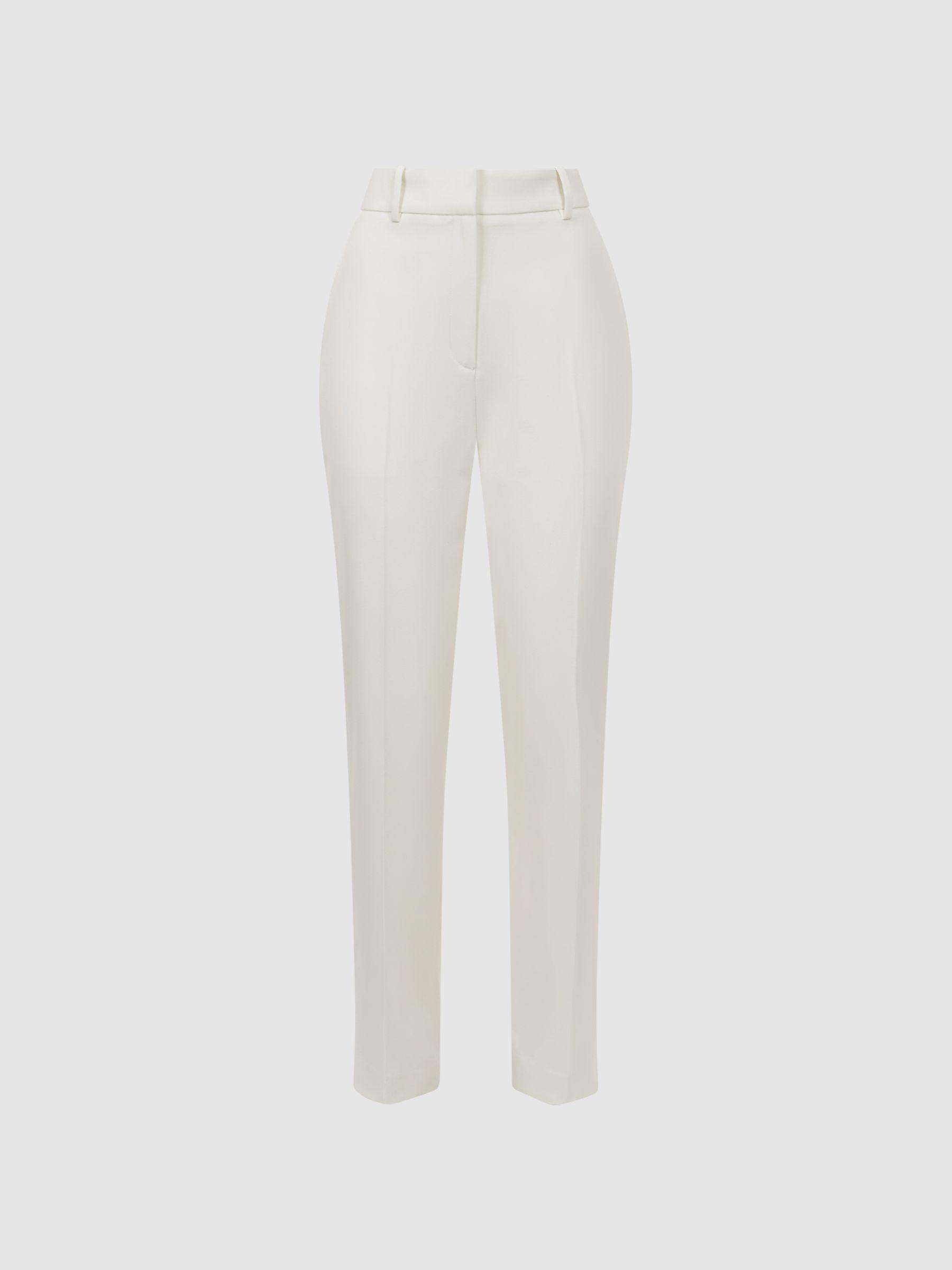 Slim Fit Wool Blend Suit Trousers in Off White Product Image