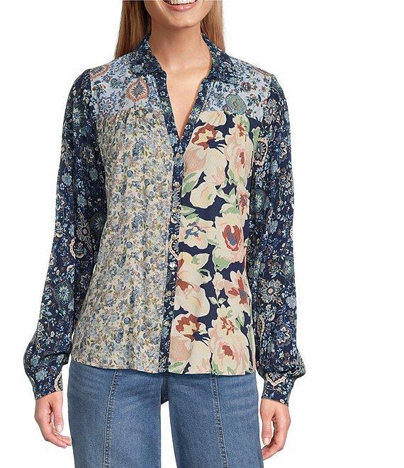Nurture by Westbound Woven Long Sleeve Floral Print Button Down Top Product Image