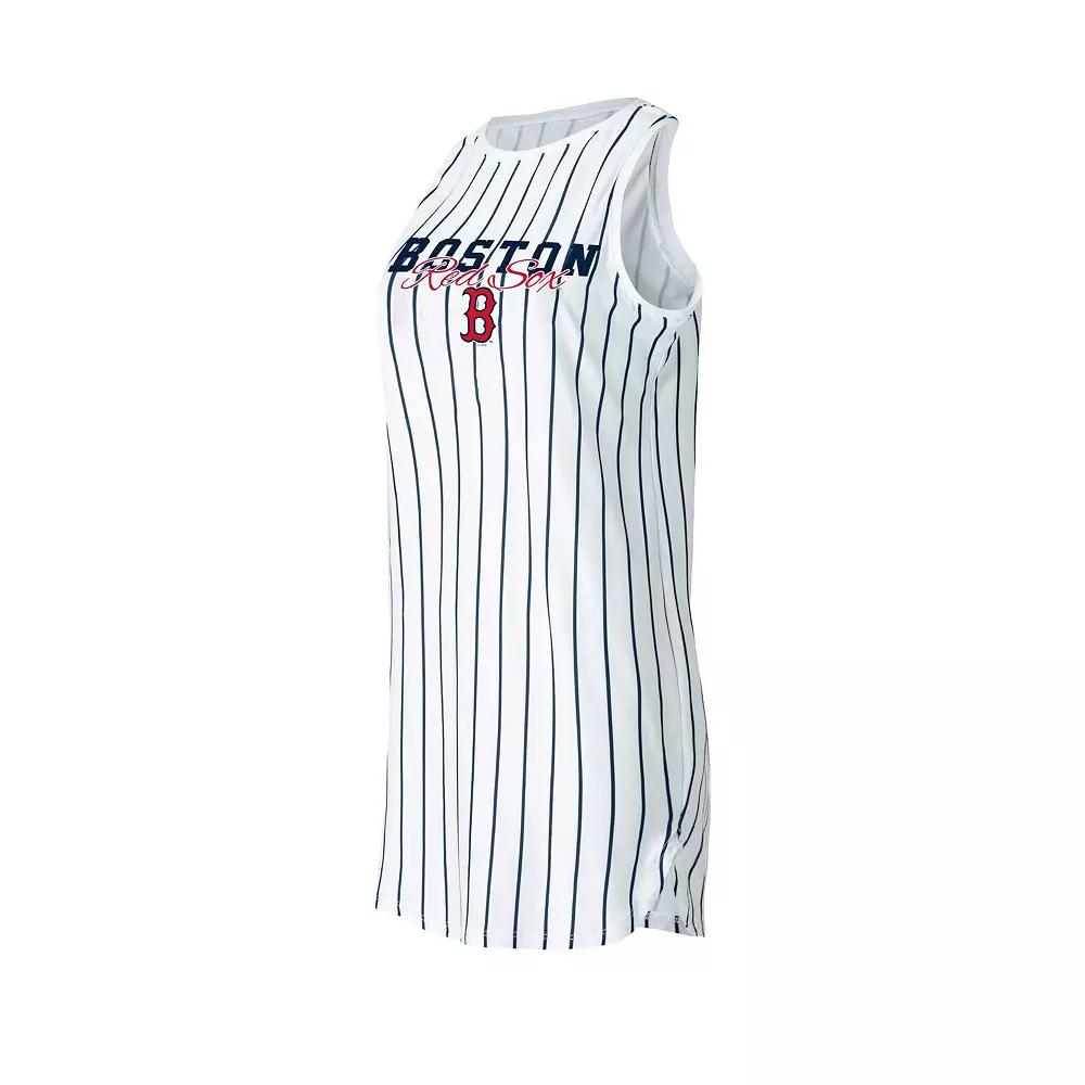 Women's Concepts Sport White Boston Red Sox Reel Pinstripe Knit Sleeveless Nightshirt,  Product Image