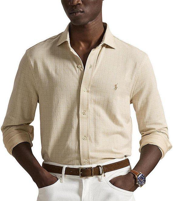 Polo Ralph Lauren Glen Plaid Jersey Long Sleeve Woven Shirt Product Image