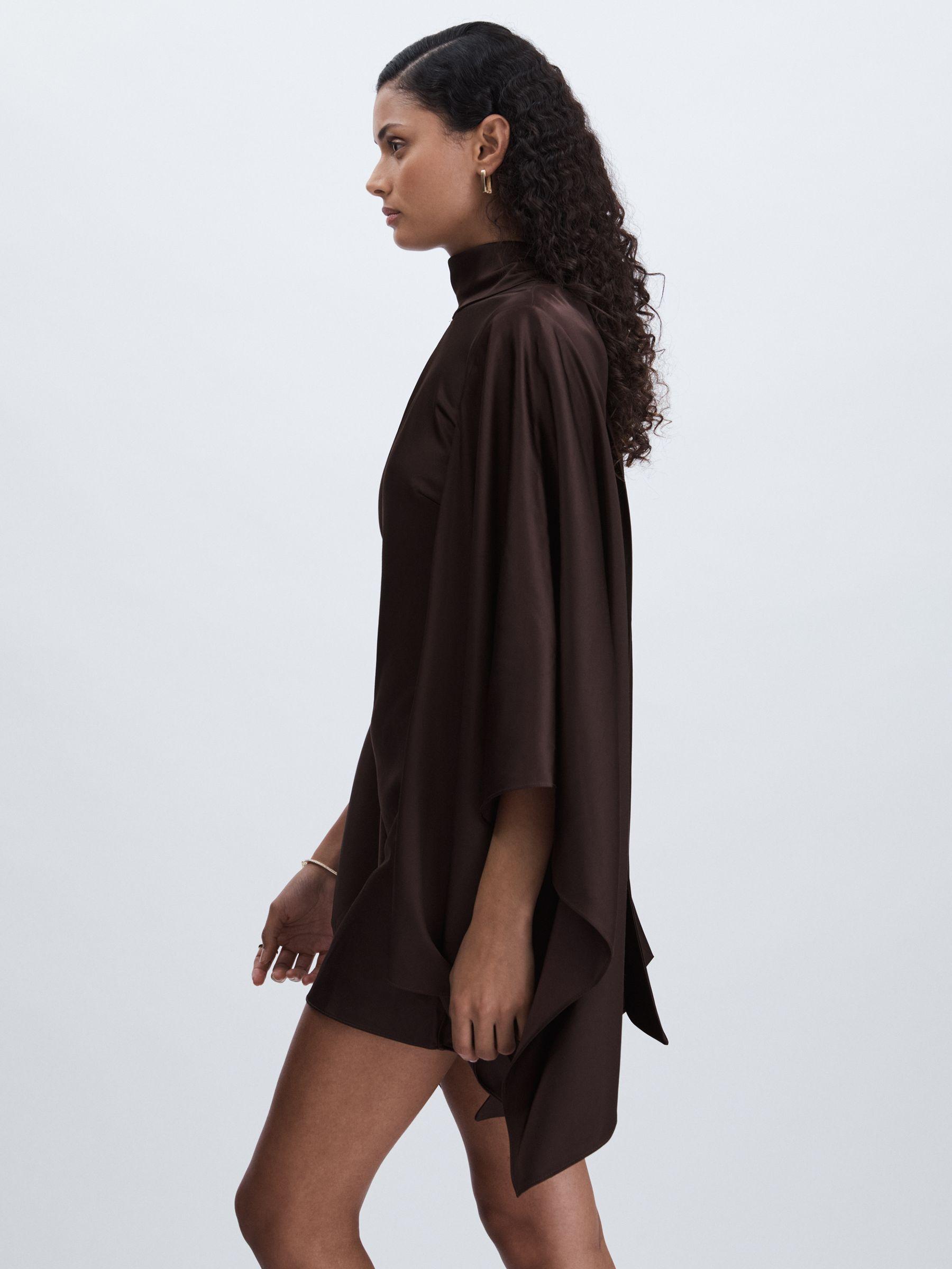 Significant Other Cape-Sleeve Mini Dress in Chocolate Product Image